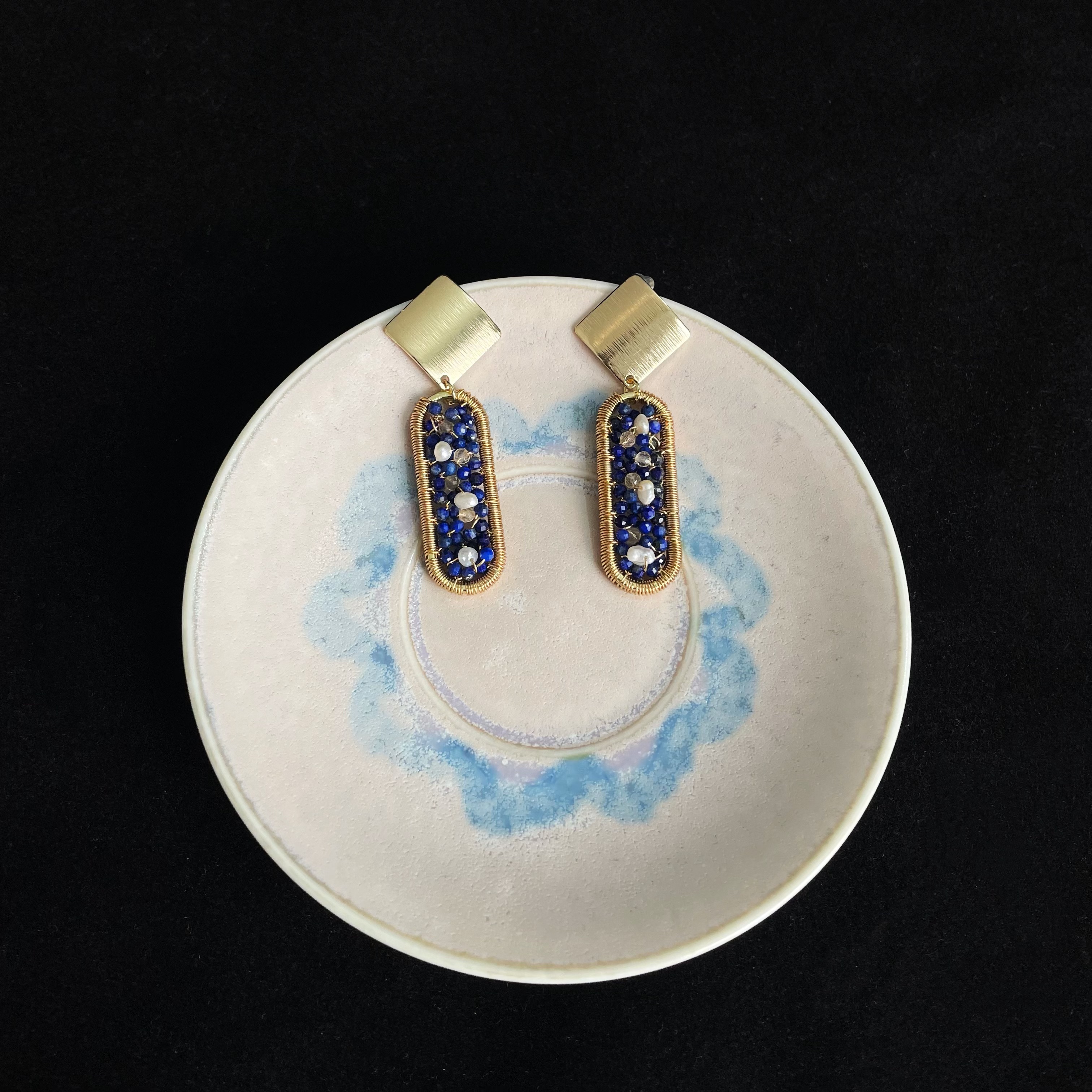Handcrafted Starry Night Woven Gemstone Earrings