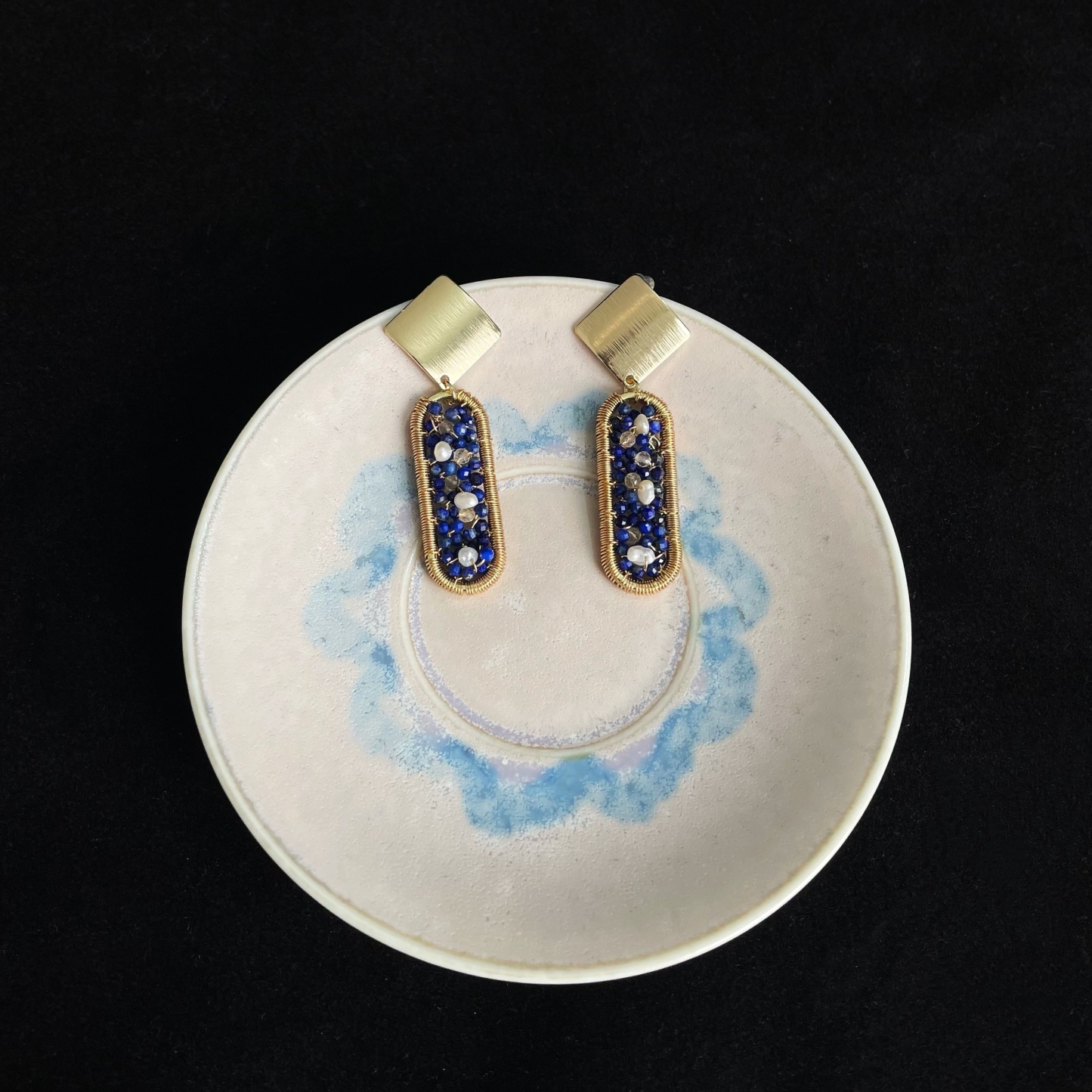 Handcrafted Starry Night Woven Gemstone Earrings