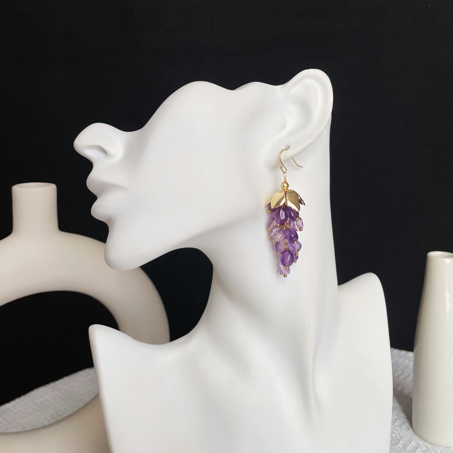 Handmade Amethyst Grape Cluster Earrings