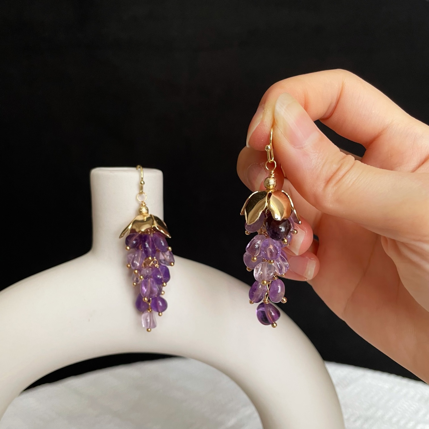 Handmade Amethyst Grape Cluster Earrings