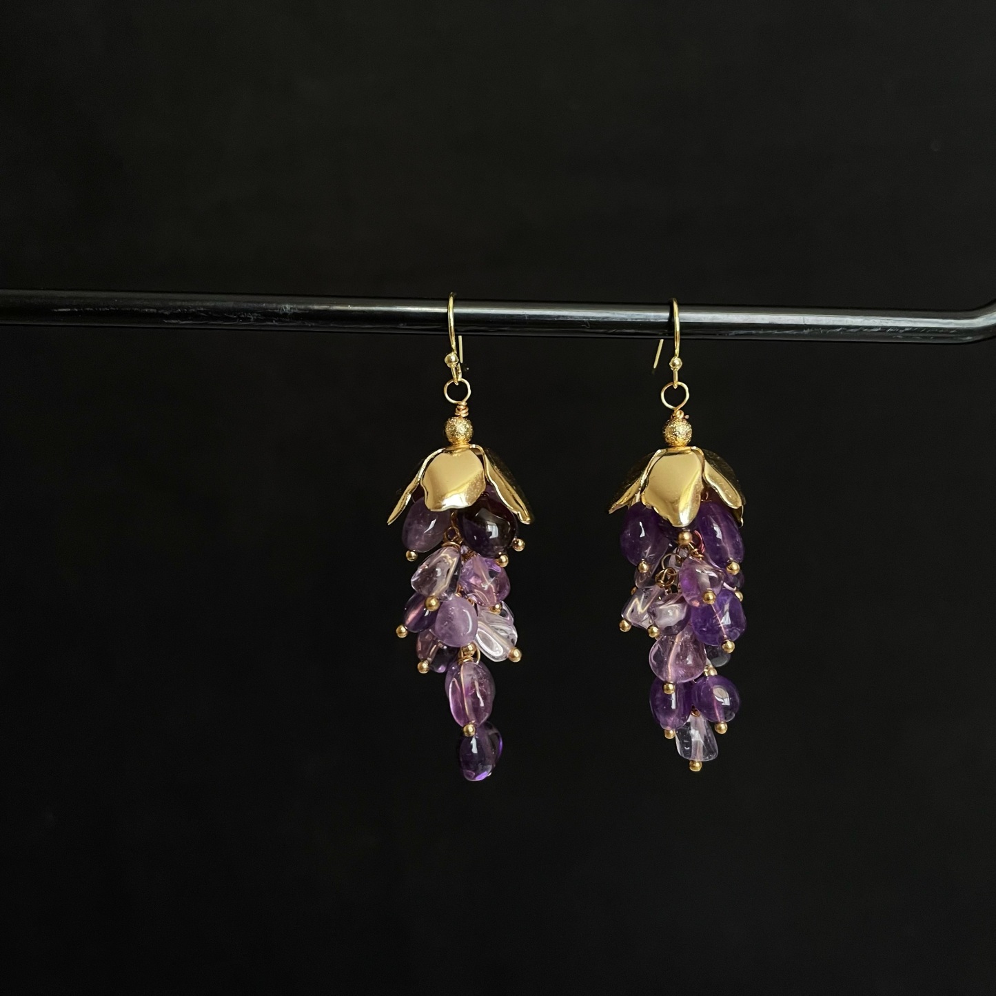 Handmade Amethyst Grape Cluster Earrings