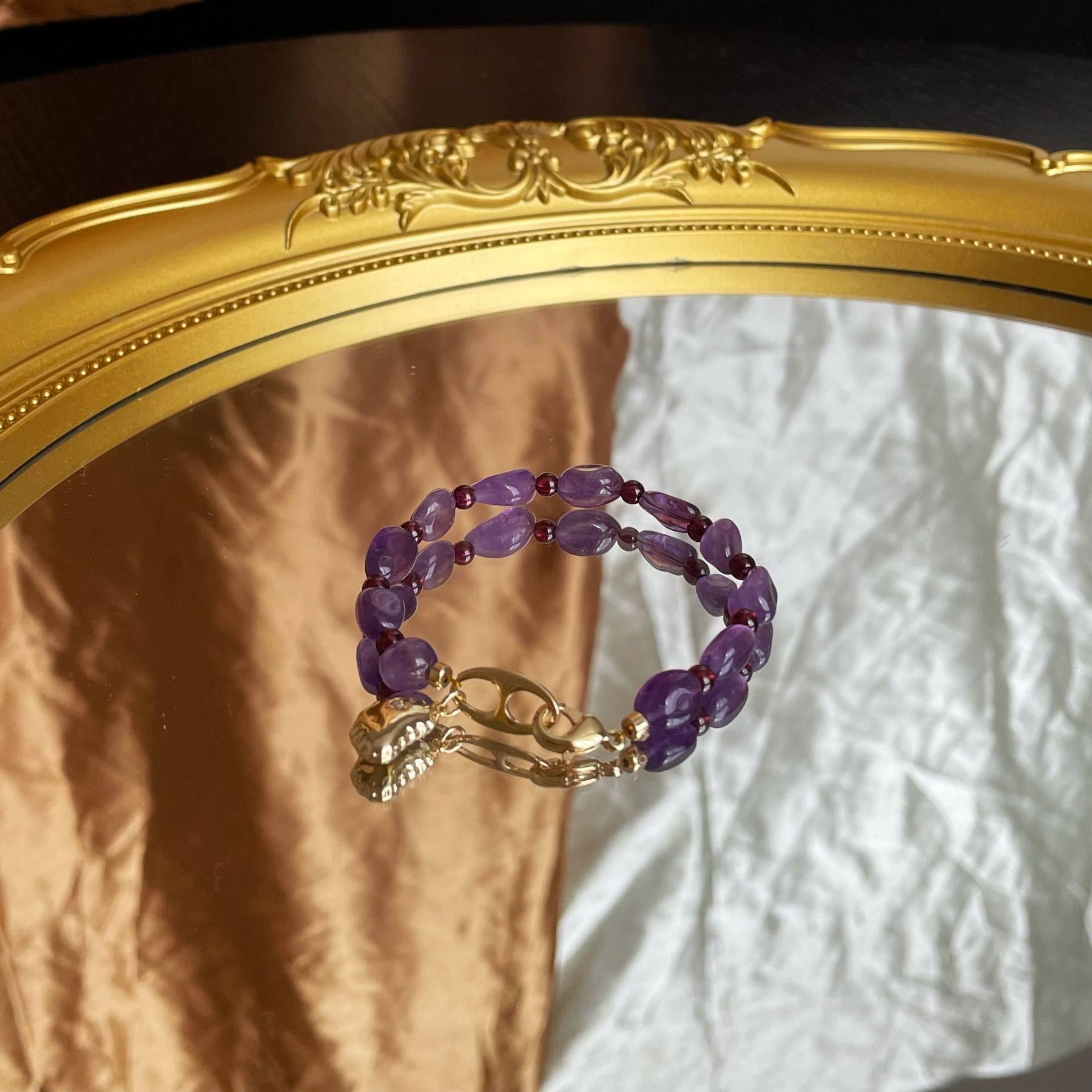 Handmade Amethyst and Garnet Berry Sparkle  Bracelet