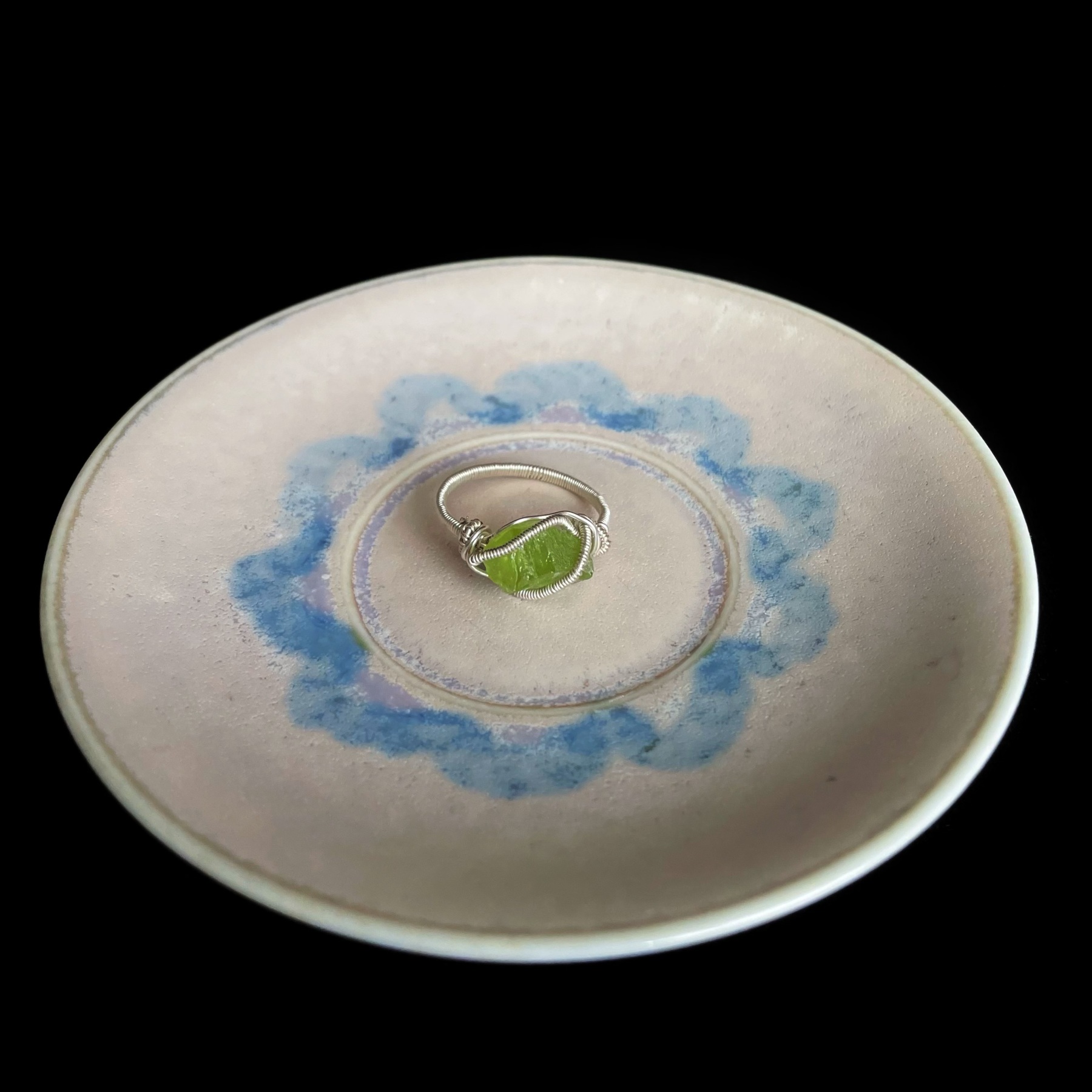 Handmade Raw Peridot Wire Wrapped Ring