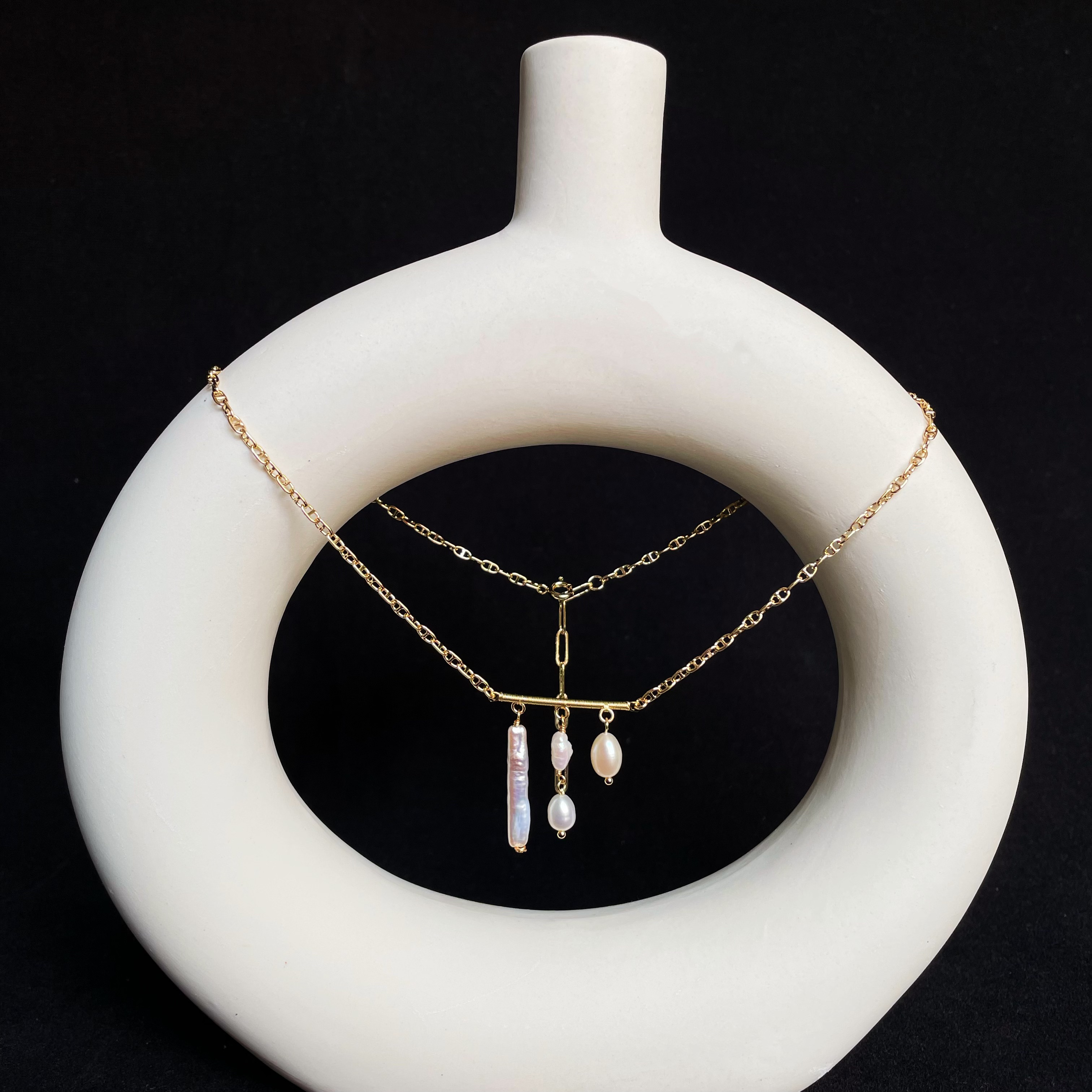 Handmade Dainty Natural Freshwater Pearl Tassel Pendant Necklace