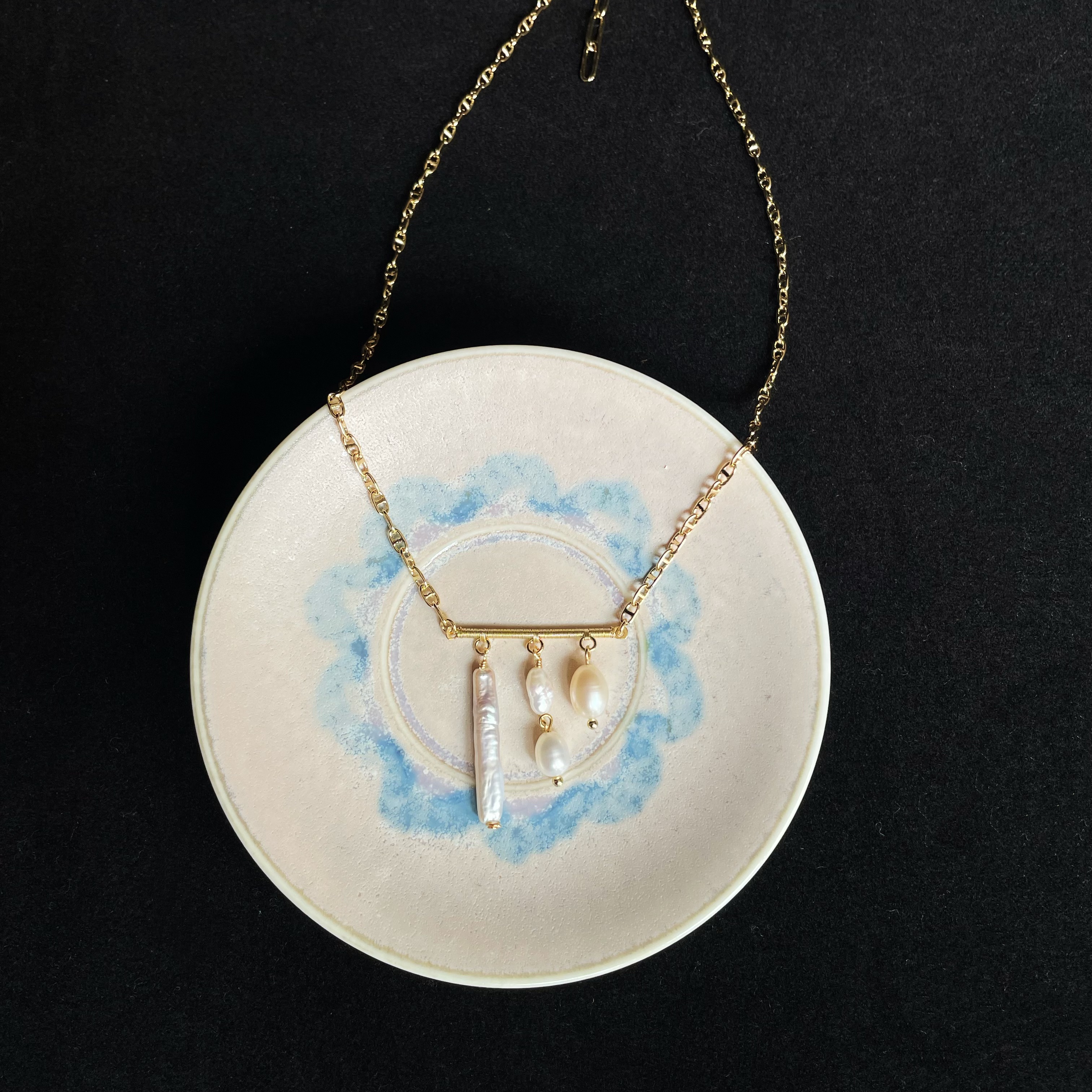 Handmade Dainty Natural Freshwater Pearl Tassel Pendant Necklace