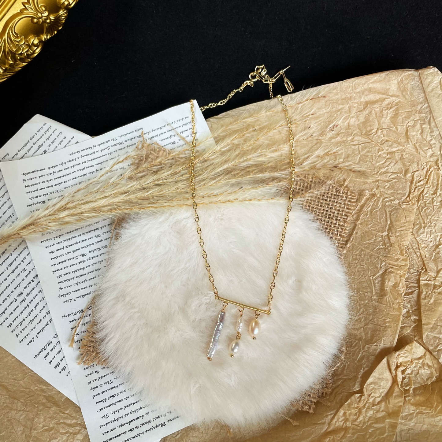 Handmade Dainty Natural Freshwater Pearl Tassel Pendant Necklace