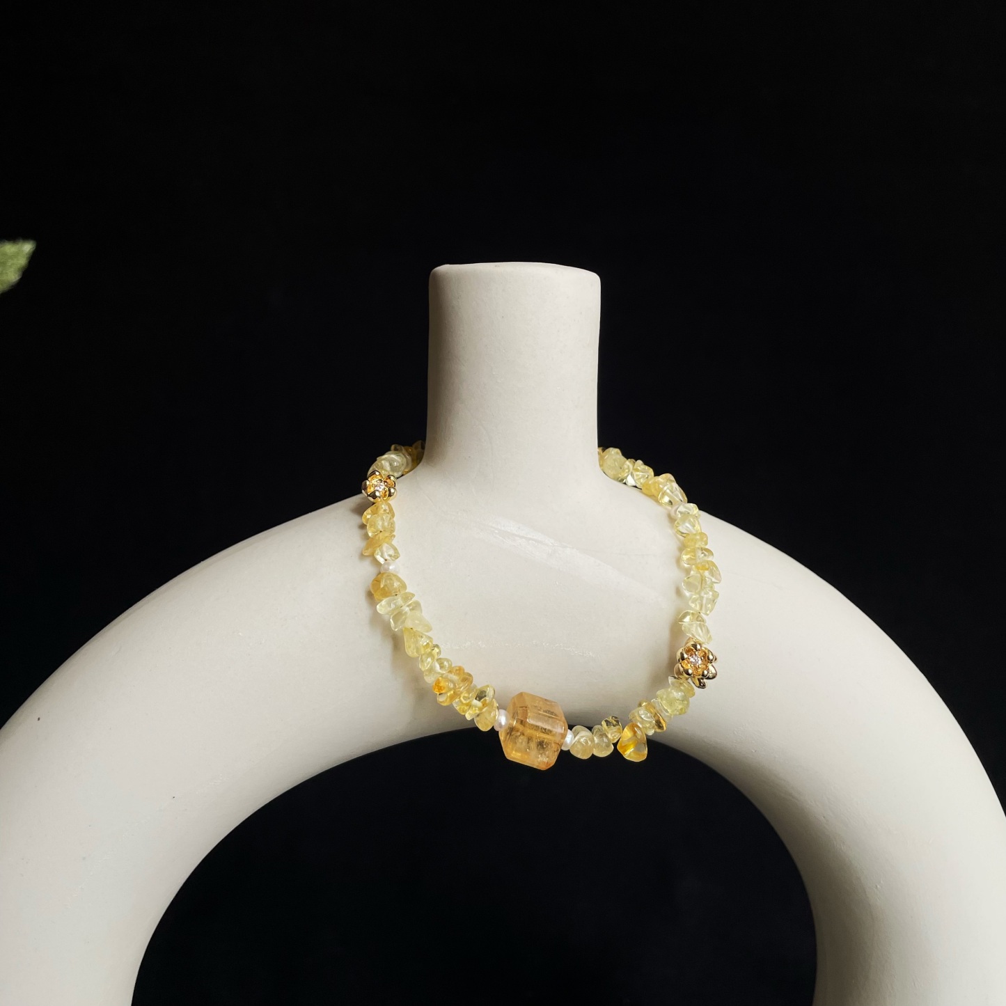 Handmade Golden Osmanthus Natural Citrine Bracelet with Little Flowers Charms 