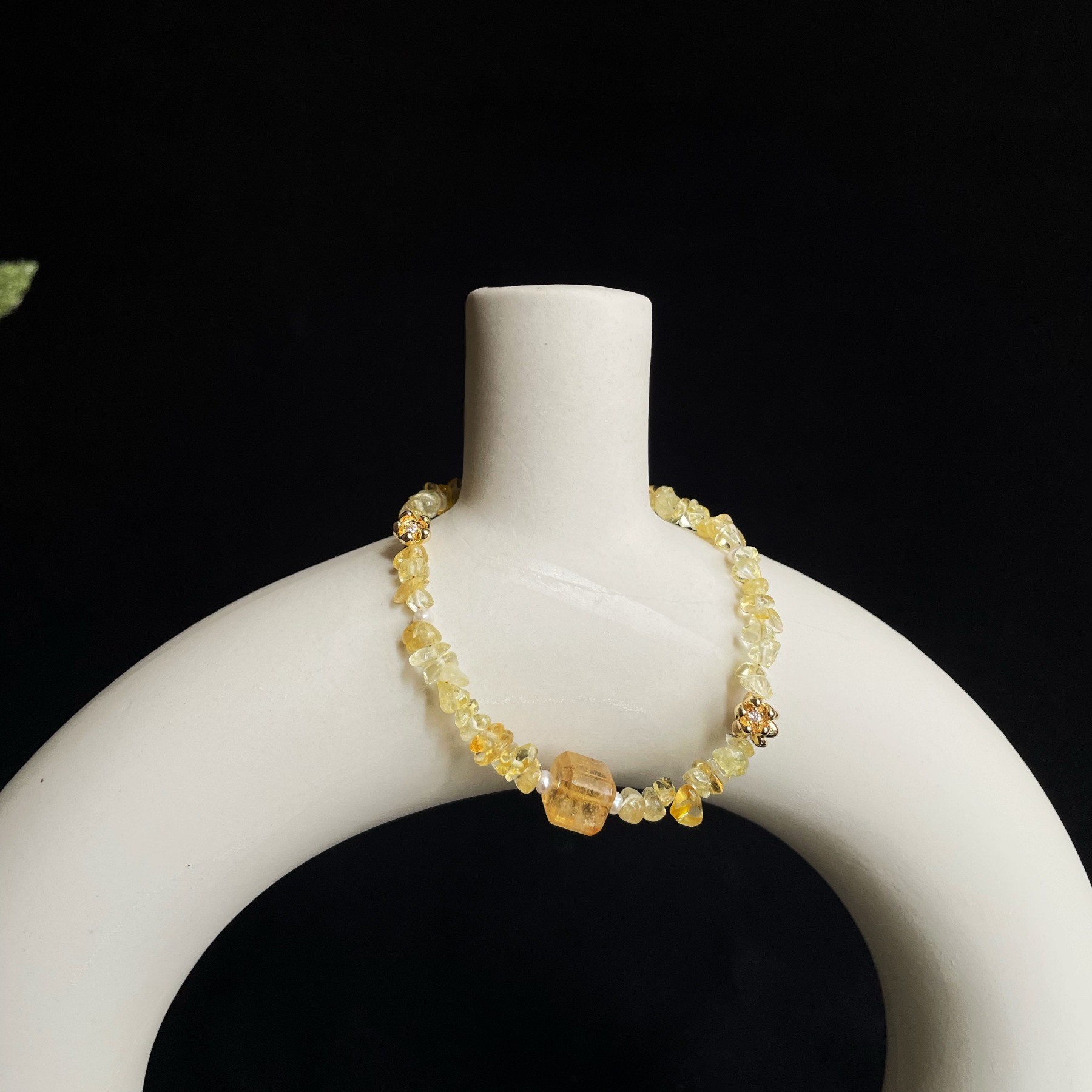 Handmade Golden Osmanthus Natural Citrine Bracelet with Little Flowers Charms 