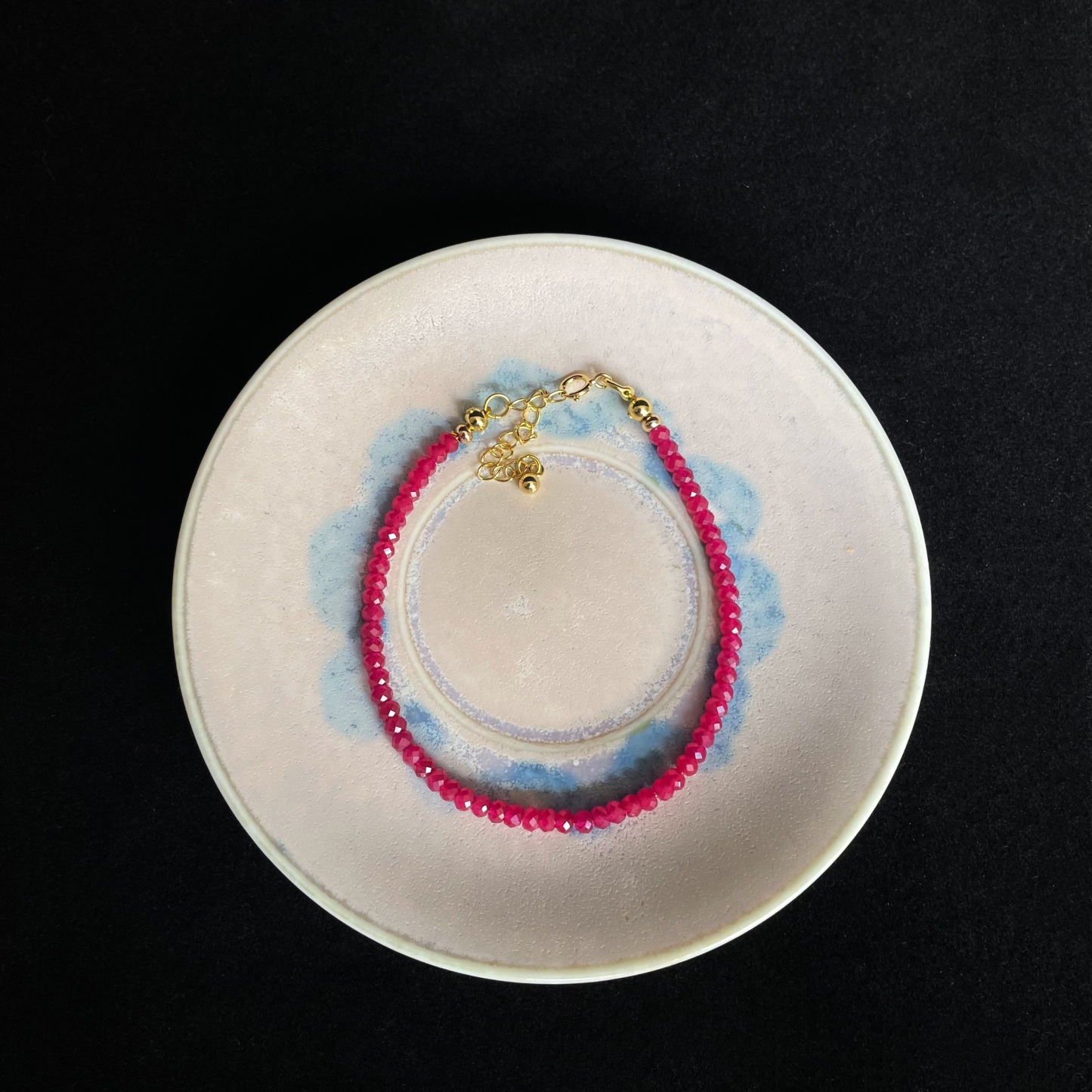 Handmade Minimal Ruby Faceted Bead Bracelet Dainty July Birthstone Jewelry 925 Gold Vermeil