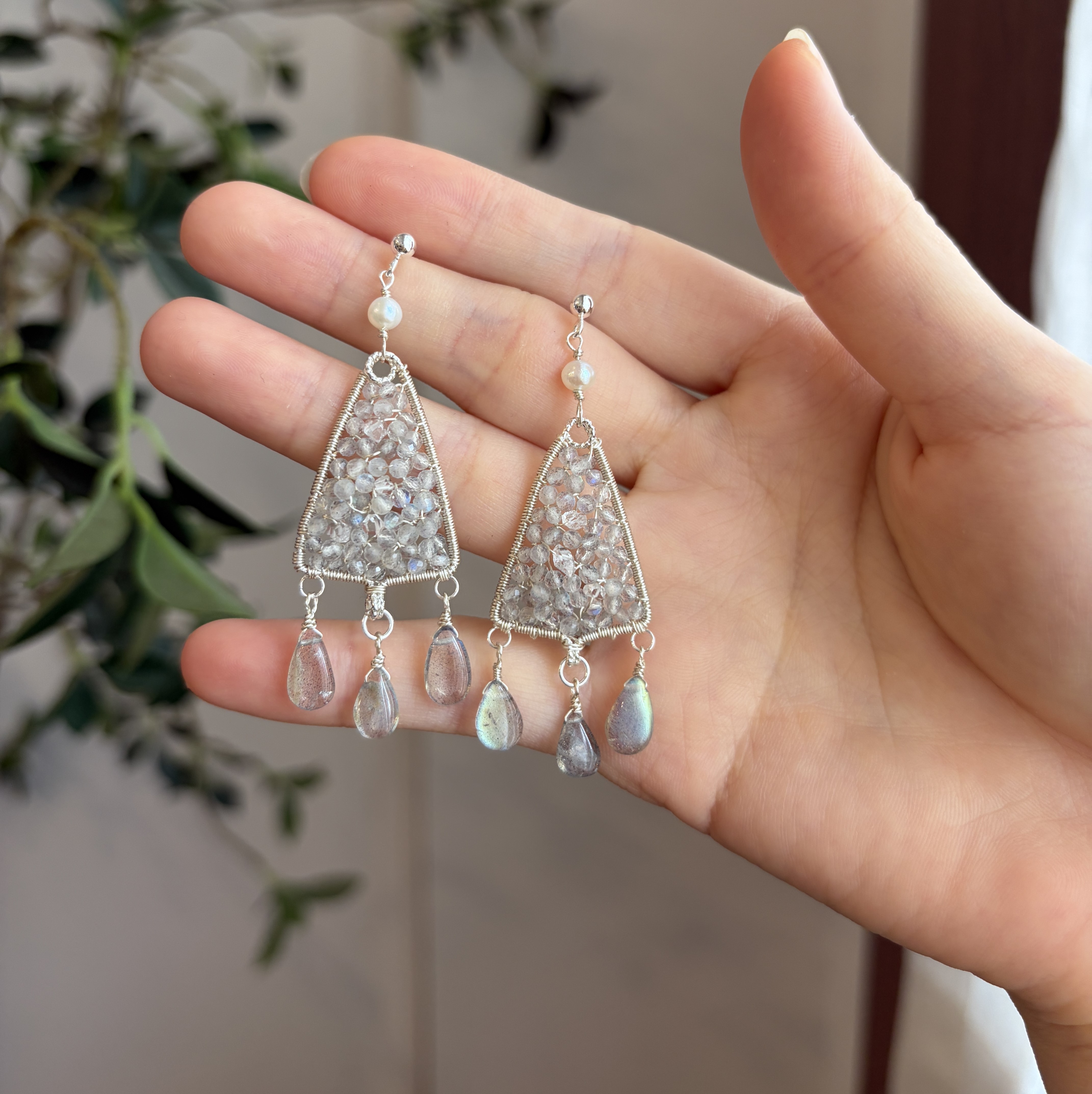 Mountain Echo Earrings Labradorite and Herkimer Diamond Handmade Earrings 
