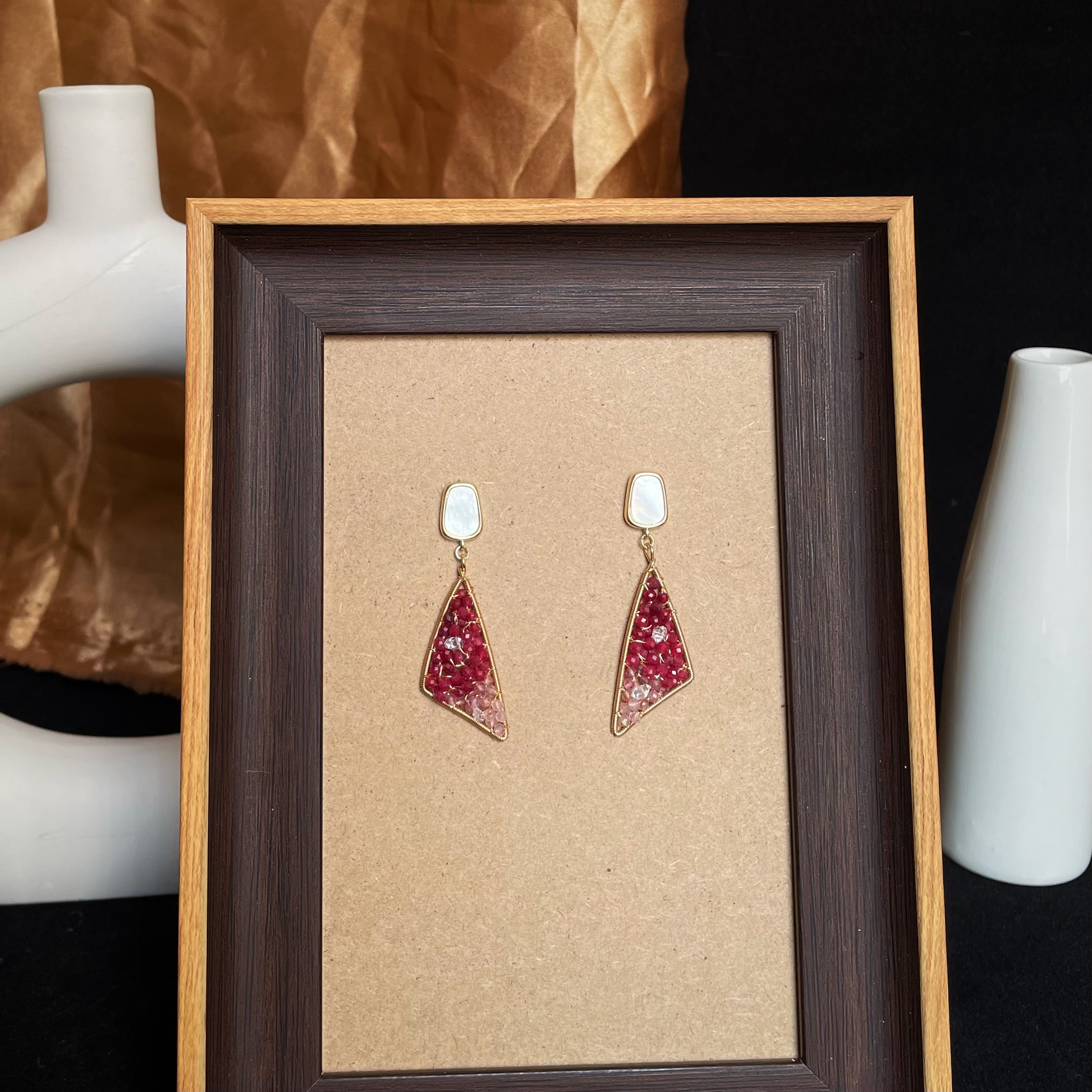 Handmade Dancer’s Dress Earrings Ruby and Strawberry Quartz Wire wrapped Elegant Red Drop Earrings