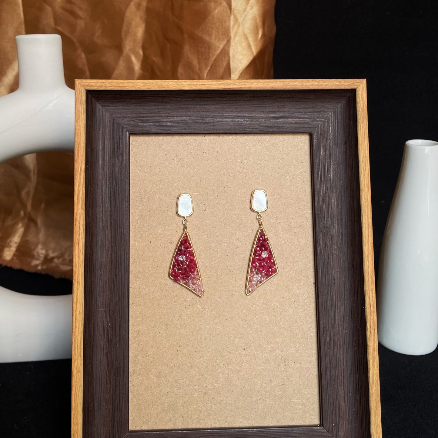 Handmade Dancer’s Dress Earrings Ruby and Strawberry Quartz Wire wrapped Elegant Red Drop Earrings