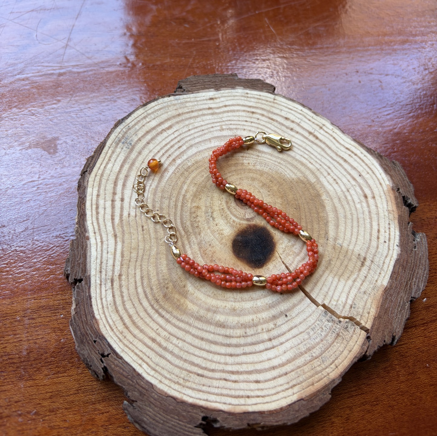 Handmade South Red Agate Layered Autumn Blessings Lucky Bracelet 
