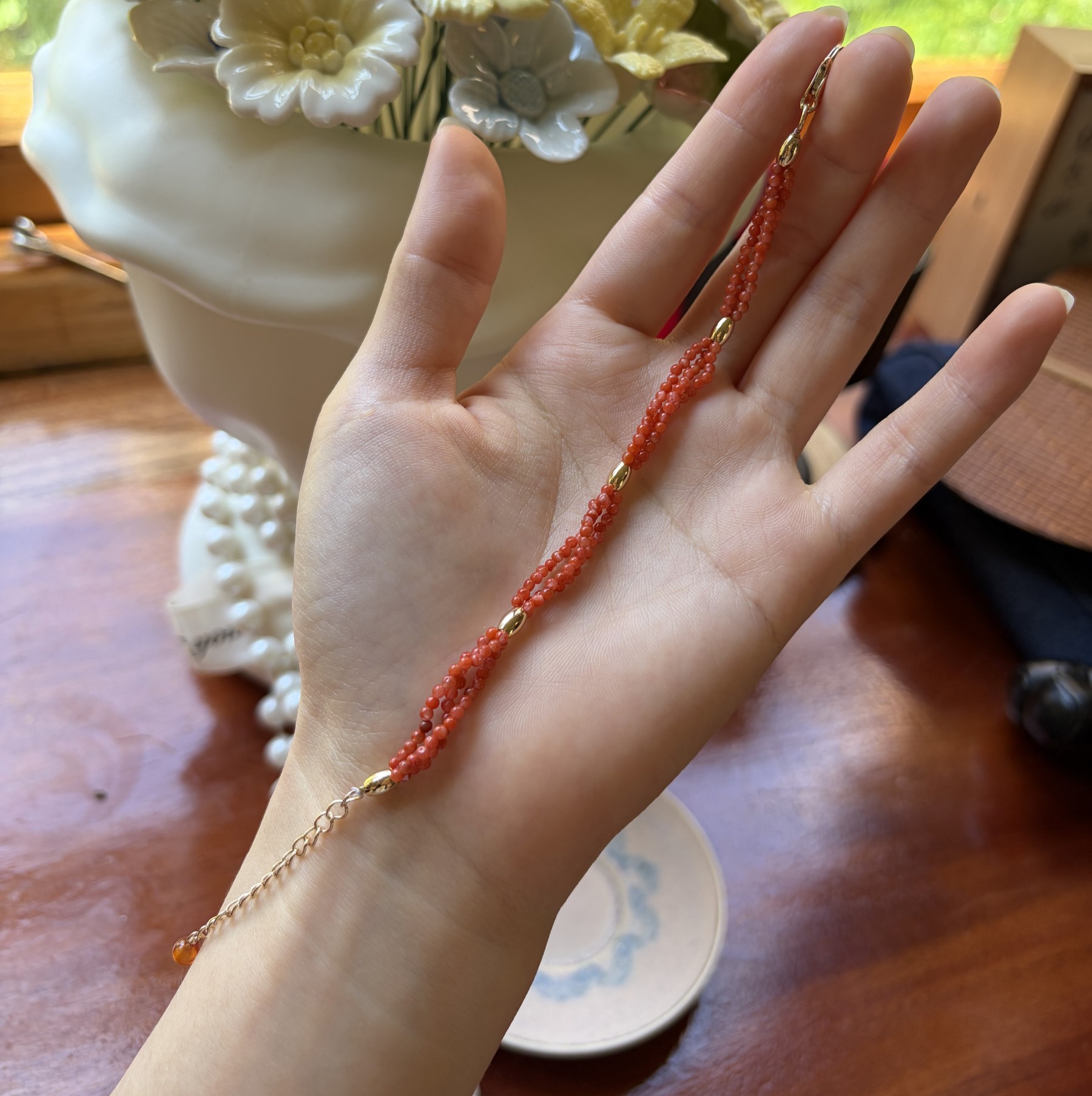 Handmade South Red Agate Layered Autumn Blessings Lucky Bracelet 