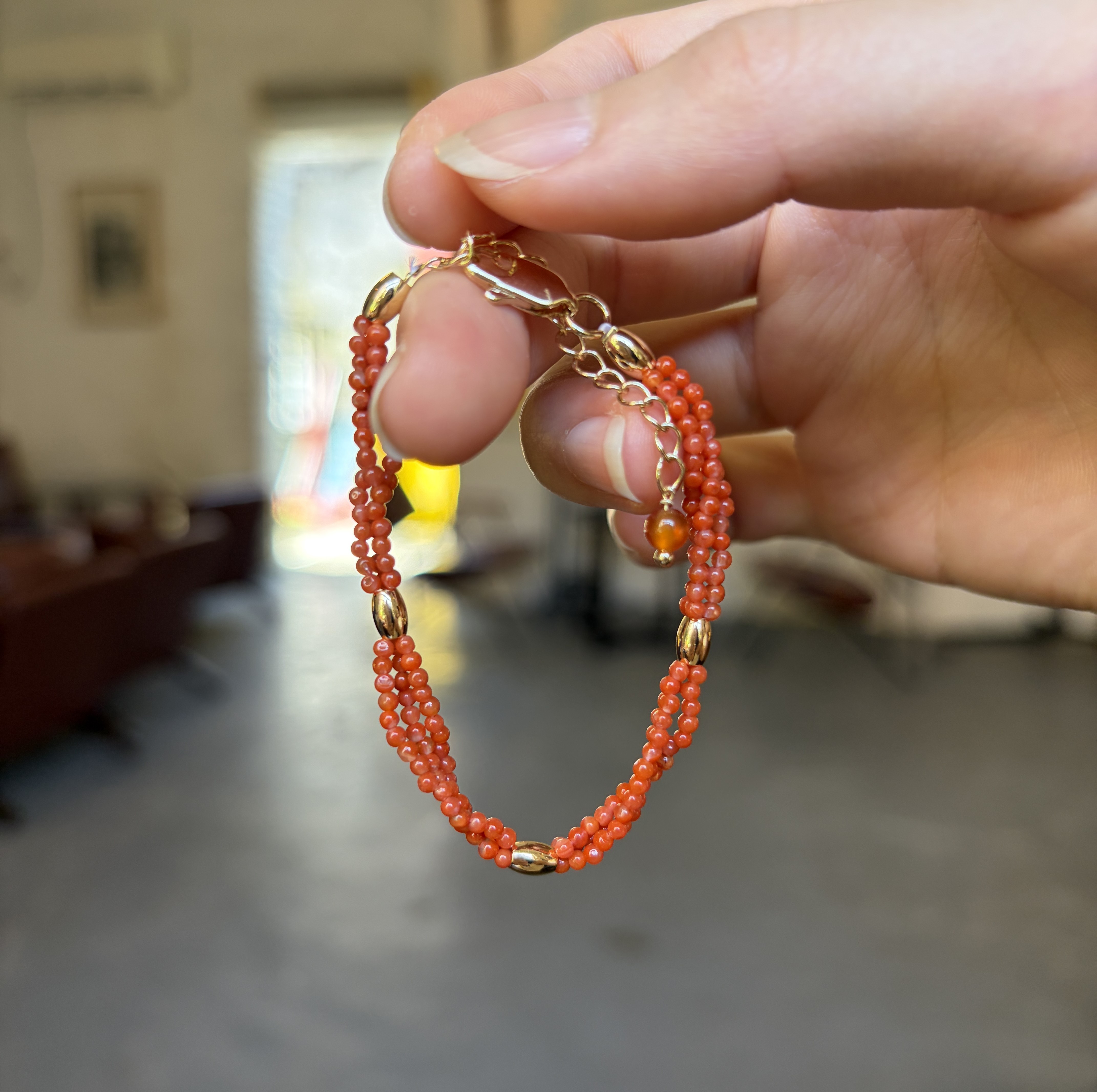 Handmade South Red Agate Layered Autumn Blessings Lucky Bracelet 