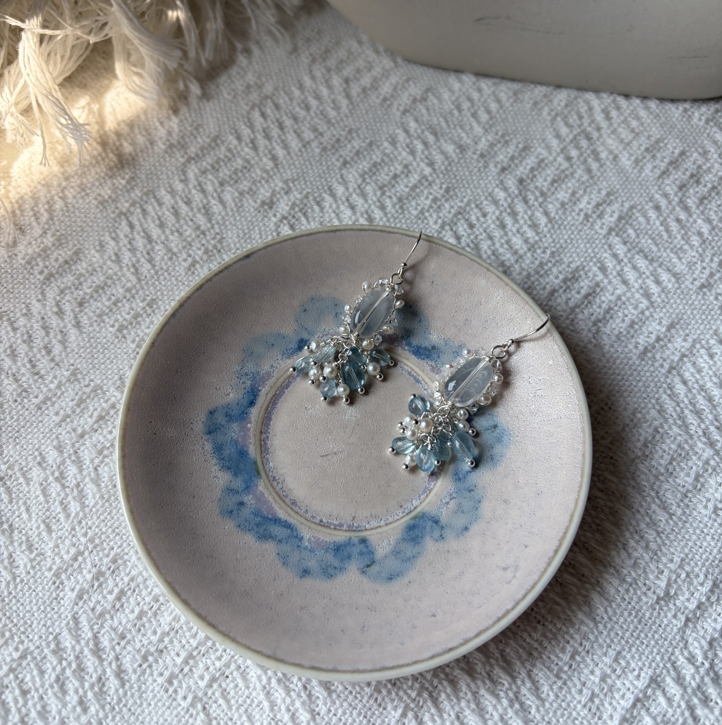 Crystal Tide Earrings | Aquamarine, Crystal & Pearl Drop Earrings
