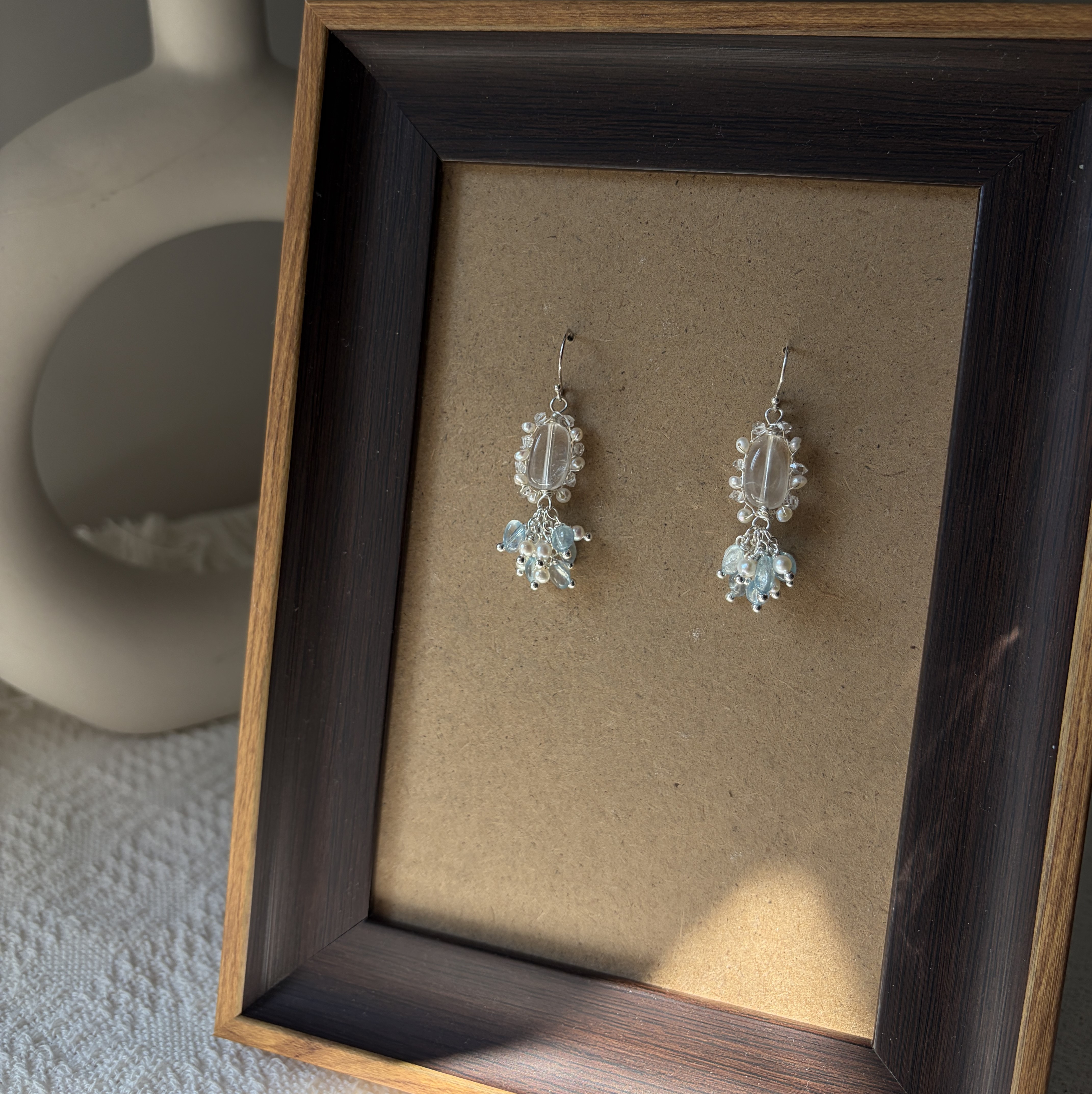 Crystal Tide Earrings | Aquamarine, Crystal & Pearl Drop Earrings