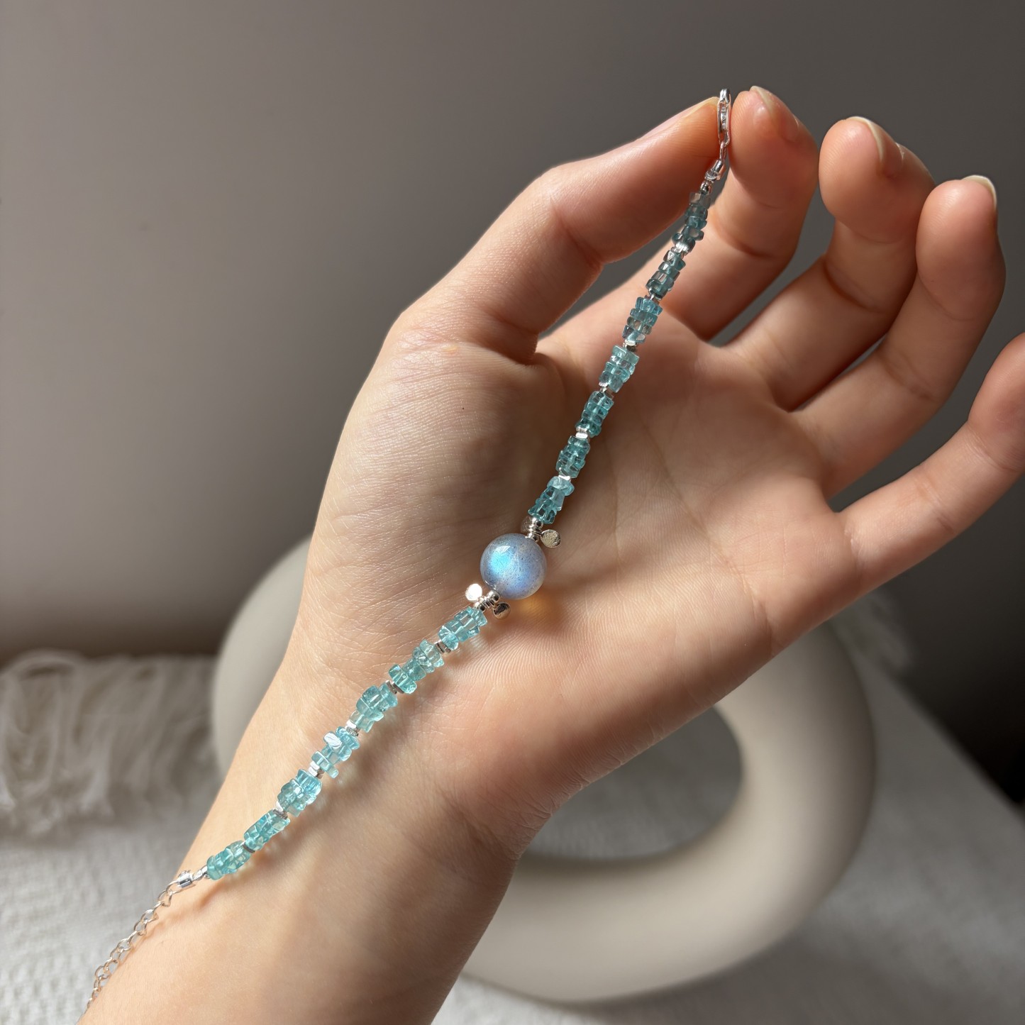 Moonfall Lake — Blue Apatite & Labradorite Bracelet