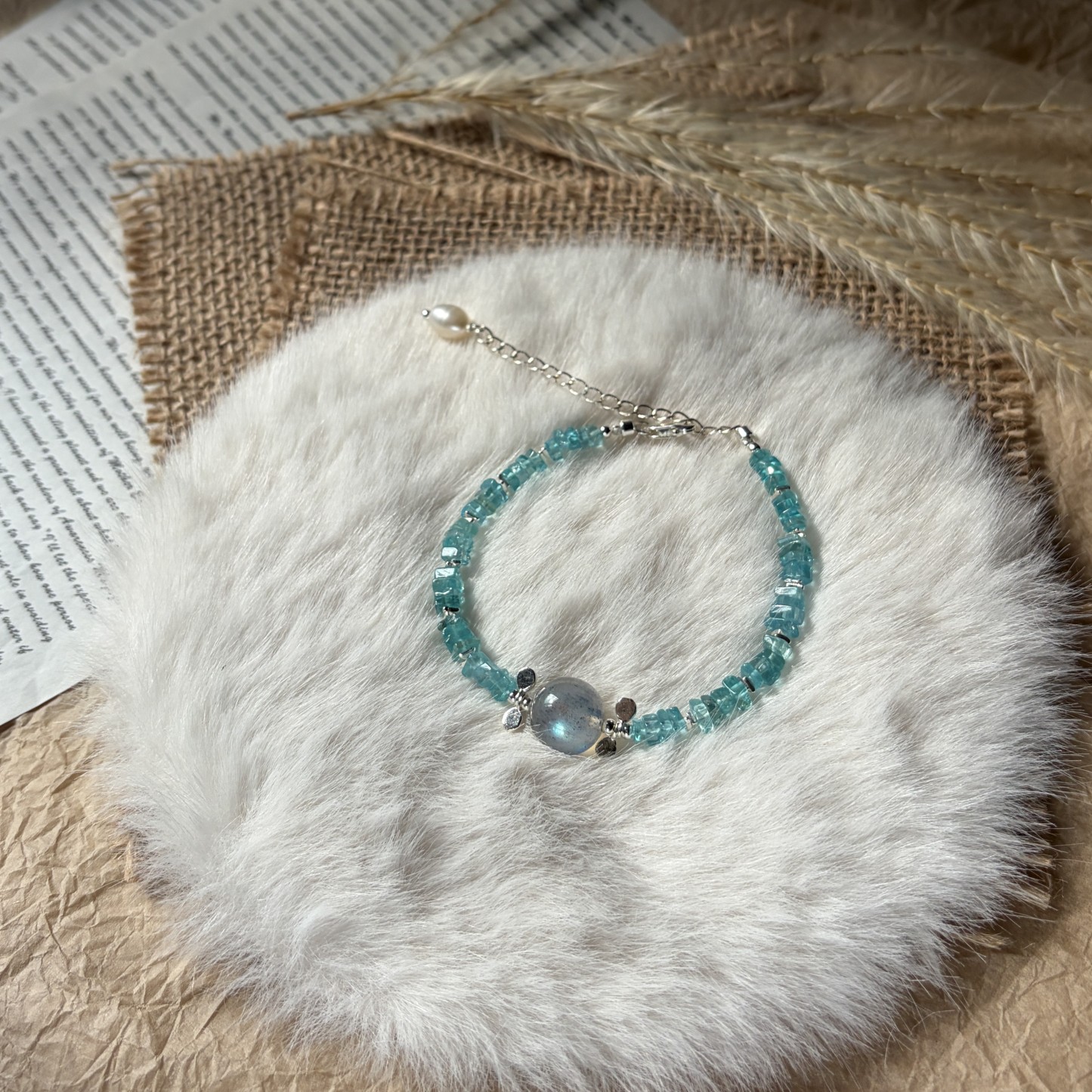Moonfall Lake — Blue Apatite & Labradorite Bracelet