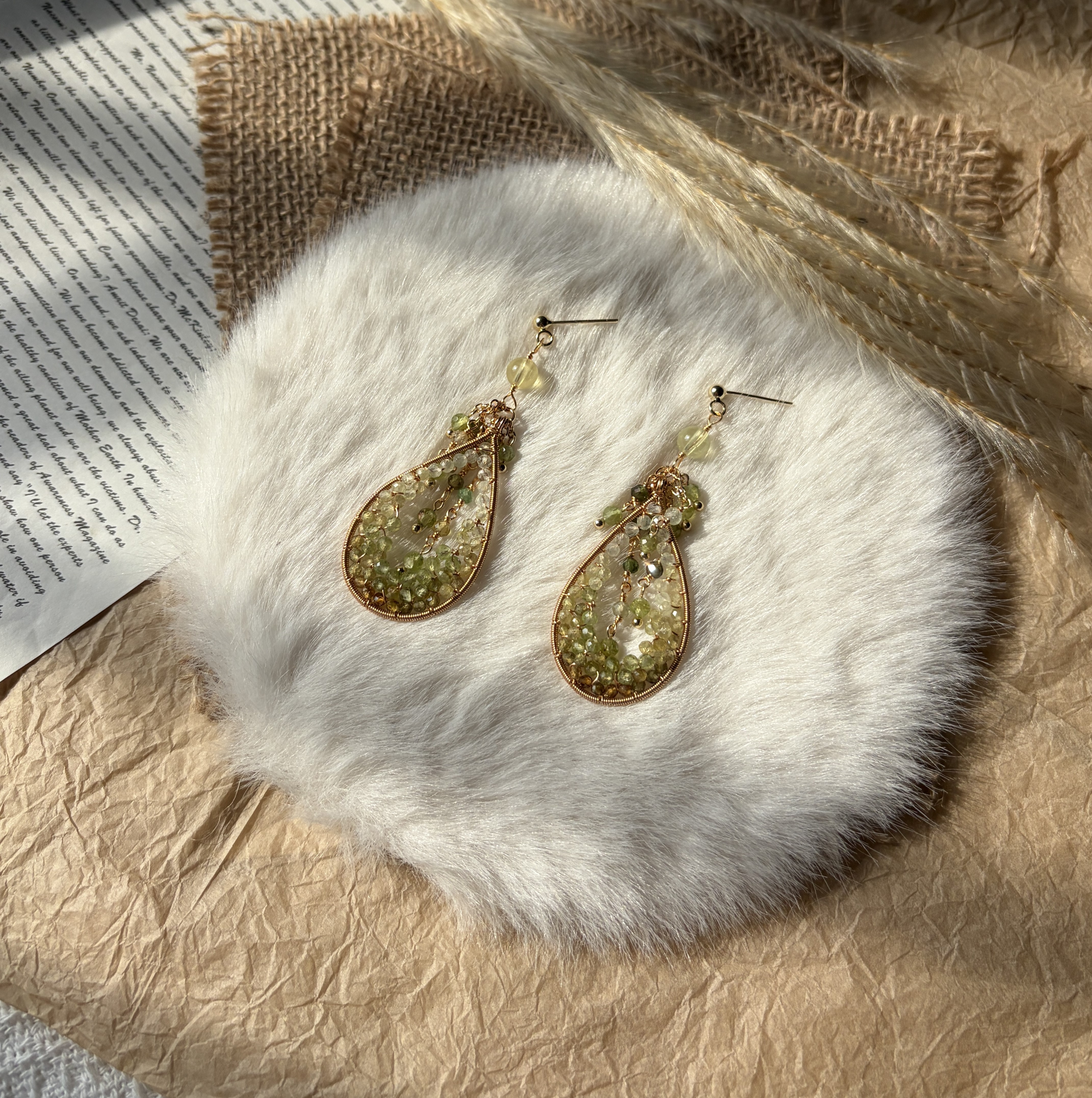Softly Wild — Green Gemstone Drop Earrings | Peridot, Prehnite & Tourmaline