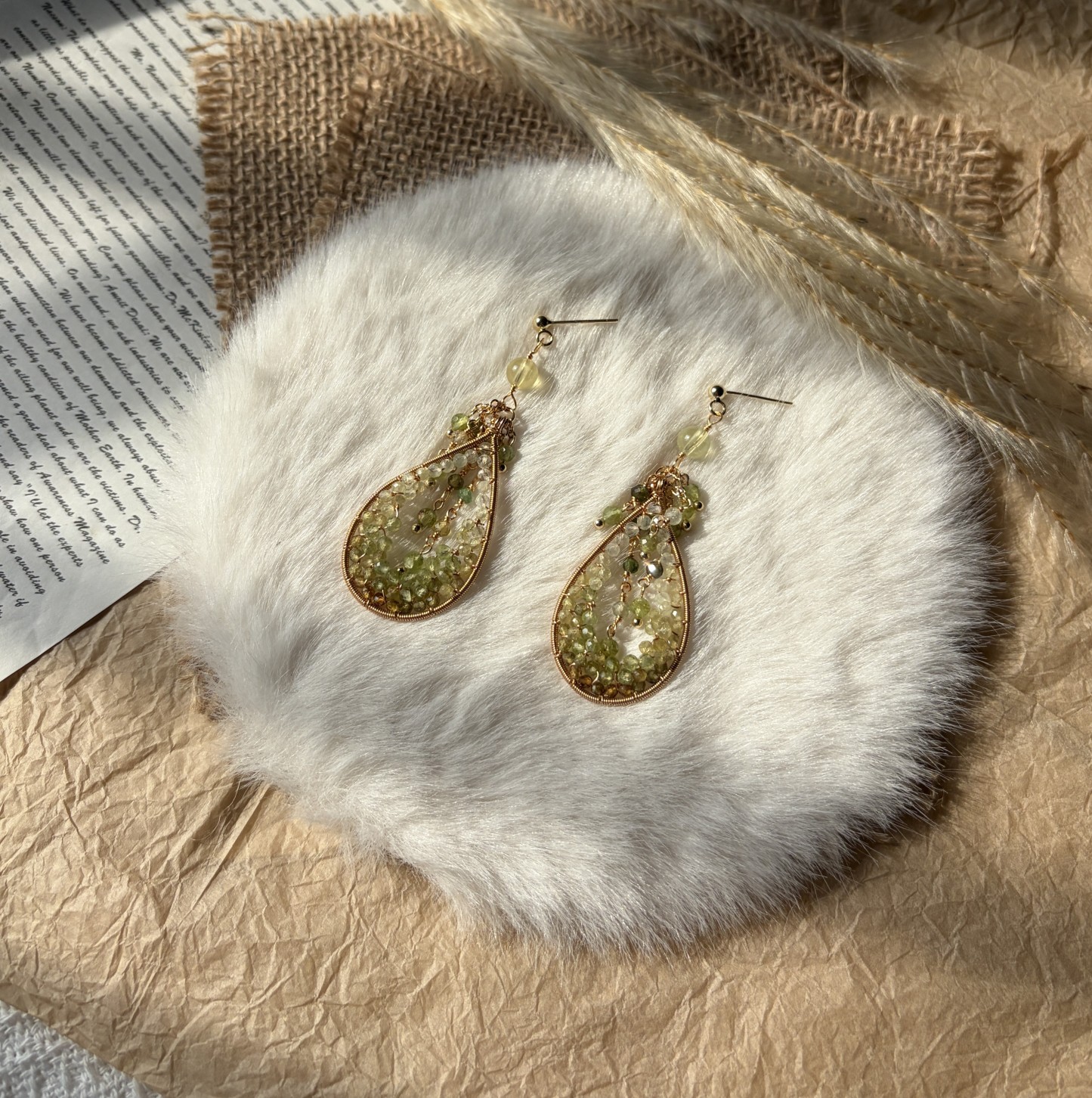 Softly Wild — Green Gemstone Drop Earrings | Peridot, Prehnite & Tourmaline