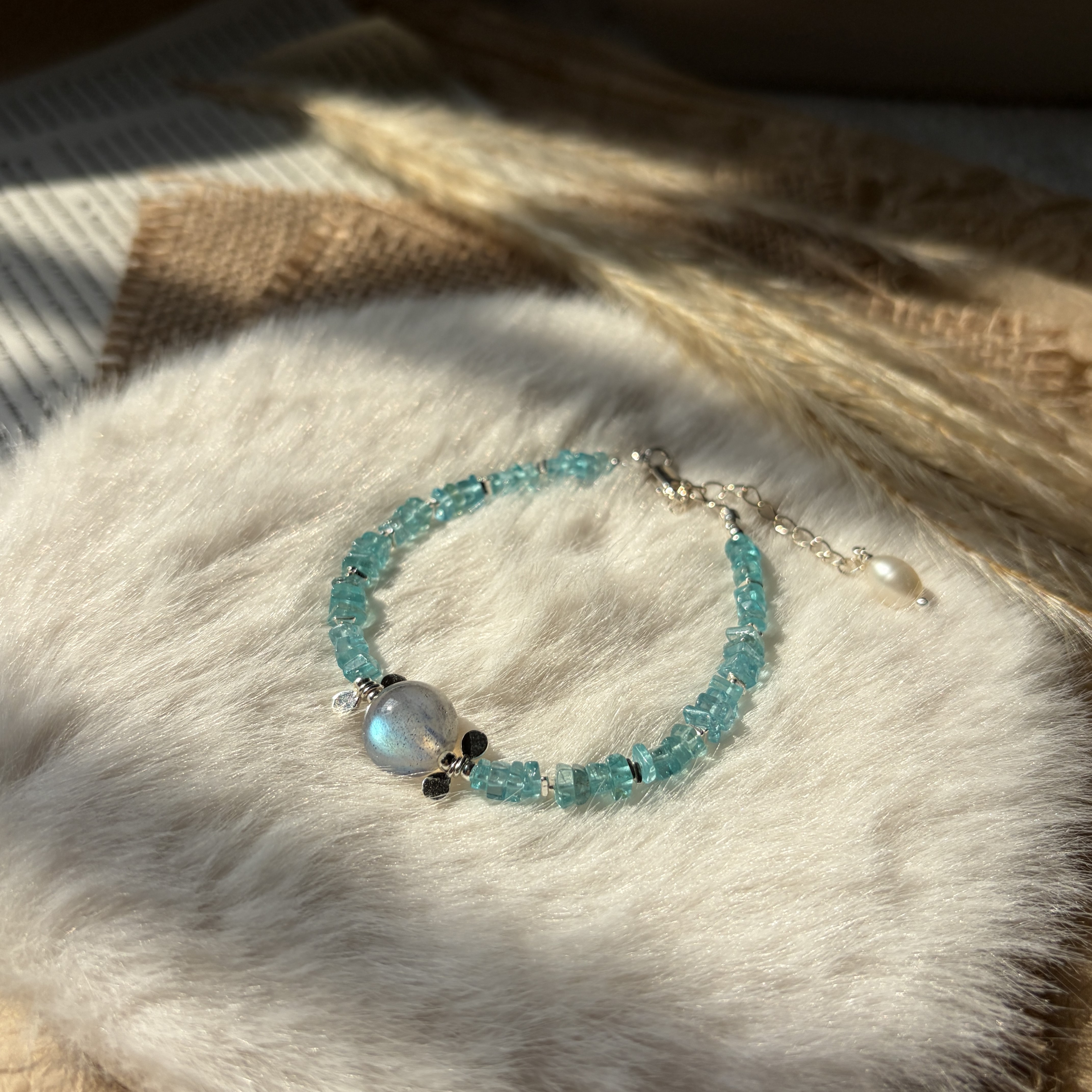 Moonfall Lake — Blue Apatite & Labradorite Bracelet