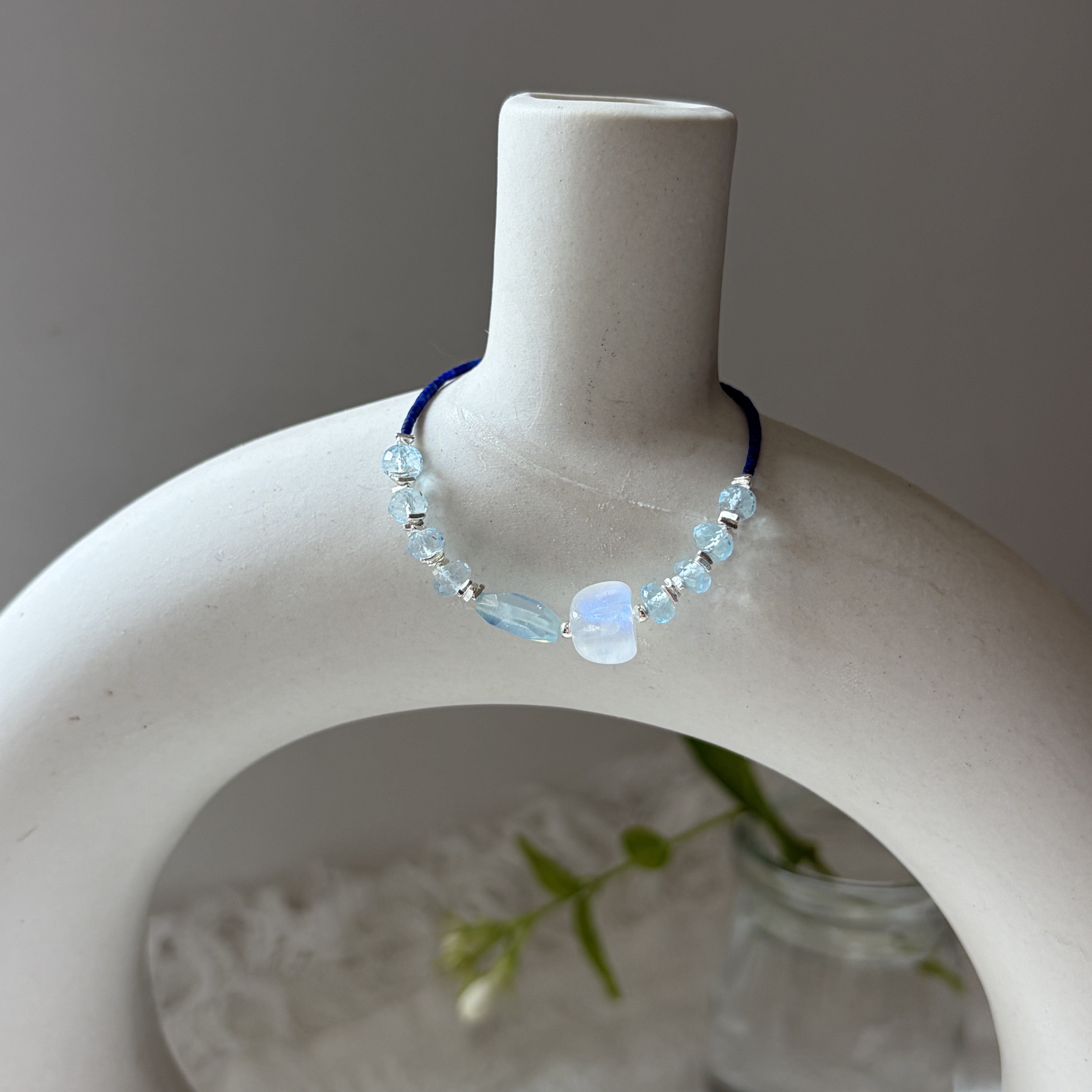 Tidal Moon Bracelet Lapis Lazuli, Aquamarine & Moonstone