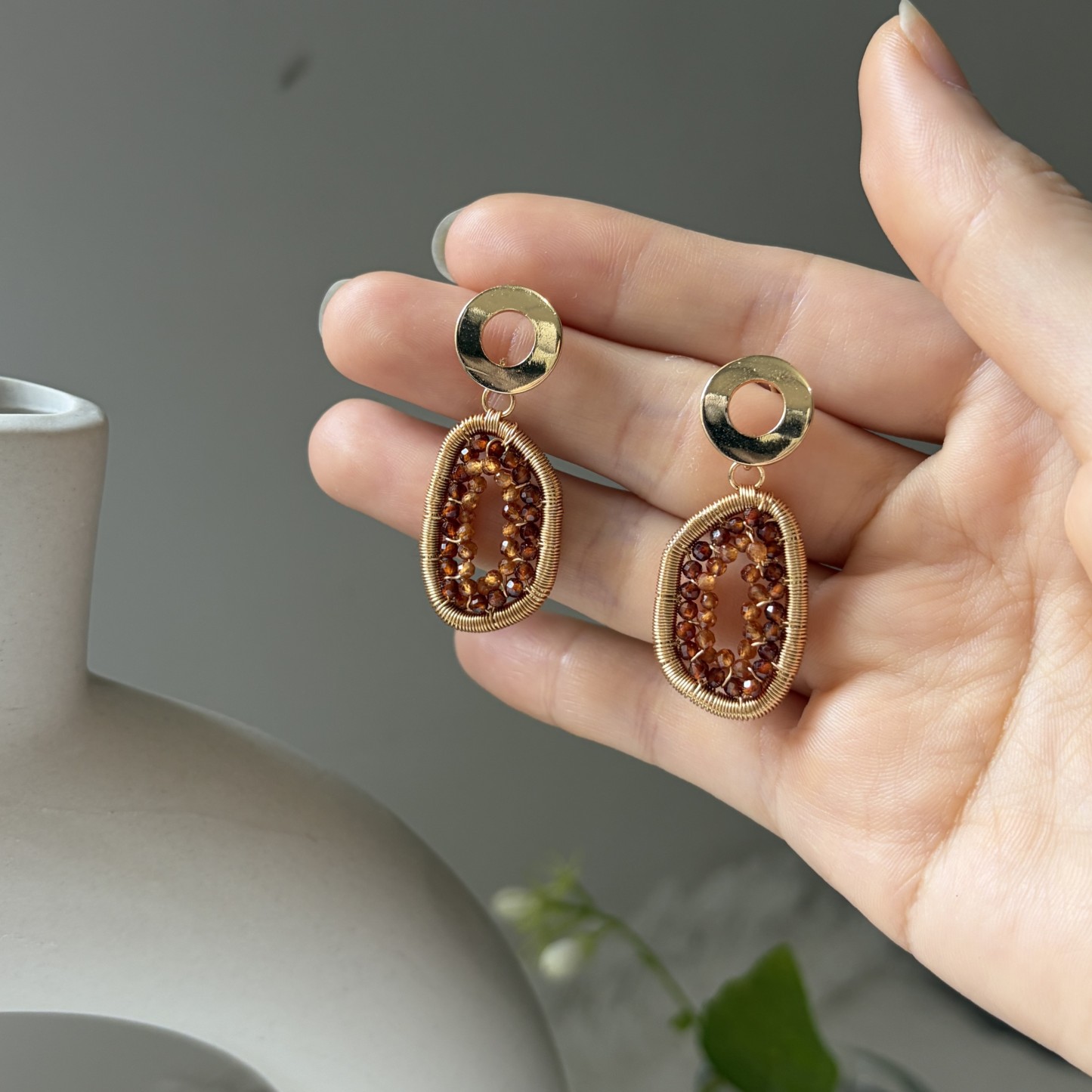 EMBER — Spessartine Garnet Sculptural Earrings