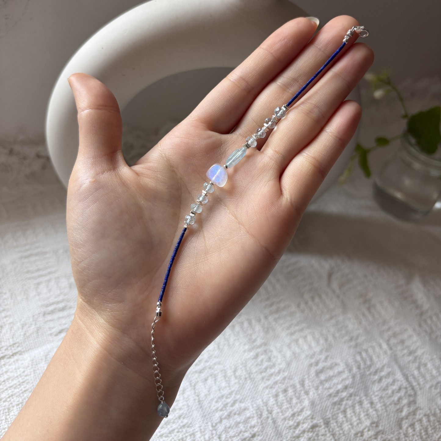 Tidal Moon Bracelet Lapis Lazuli, Aquamarine & Moonstone