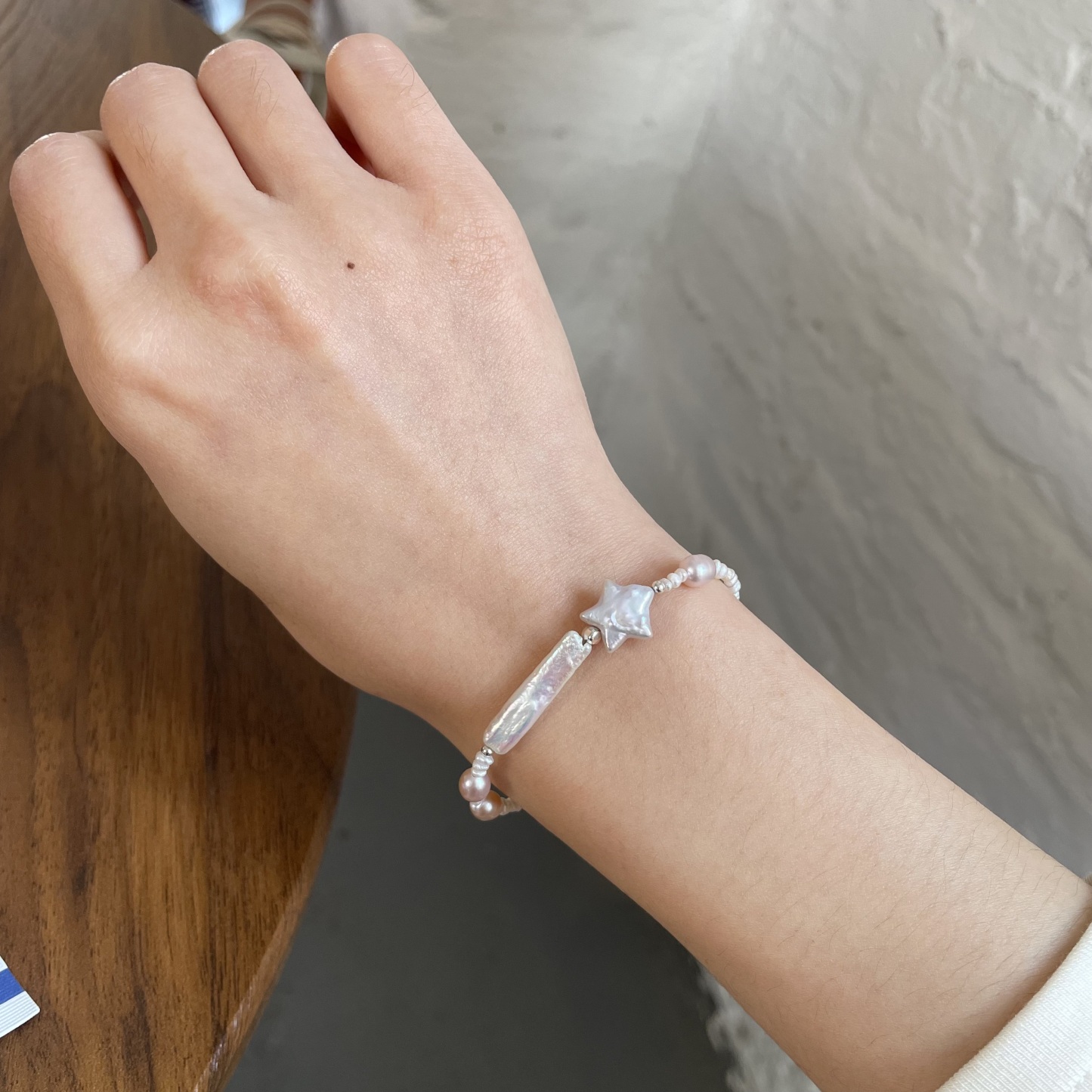 Handmade Magic Wand Pearl and Sterling Silver Bracelet  Baroque Star Pearl Bracelet