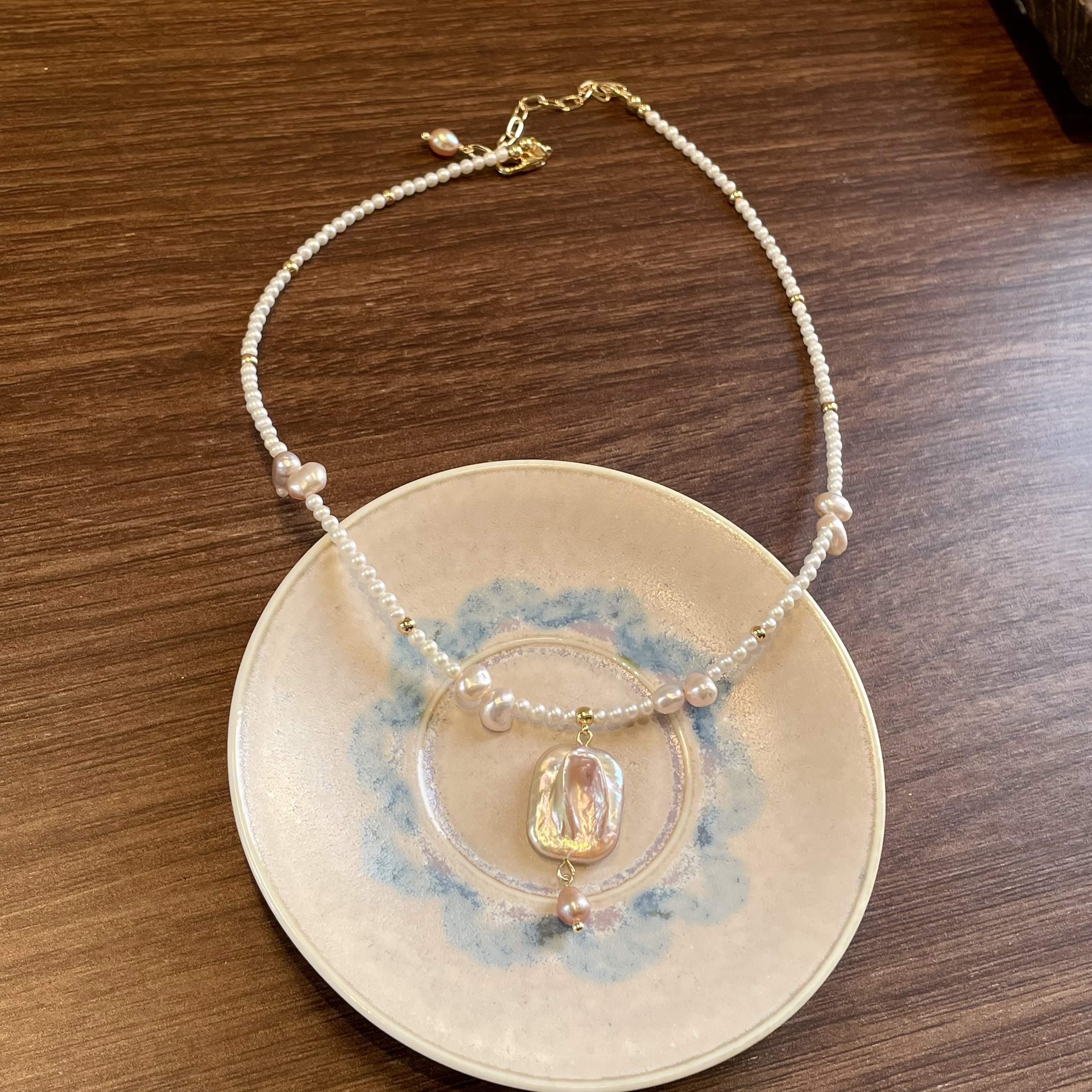 Handmade Lavender Baroque Pearl Pendant Necklace One of a Kind Pearl Jewelry