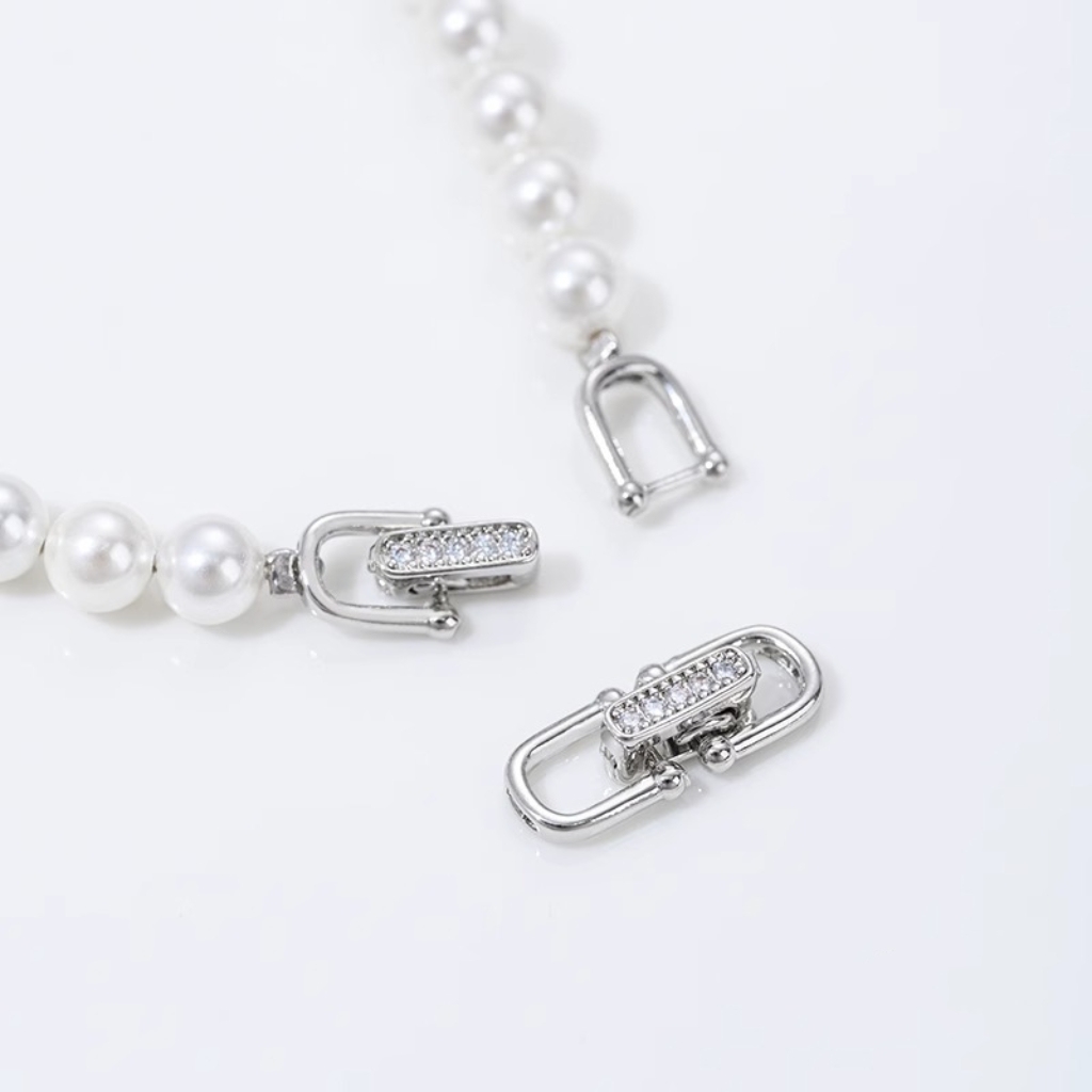 Gold Plated Cubic Zirconia Inlaid U-Shaped  Buckle Horseshoe Buckle for Necklace Bracelet