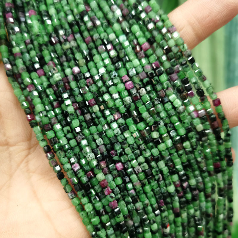 Natural Gemstone 2.5*2.5mm Square Faced Beads Strand