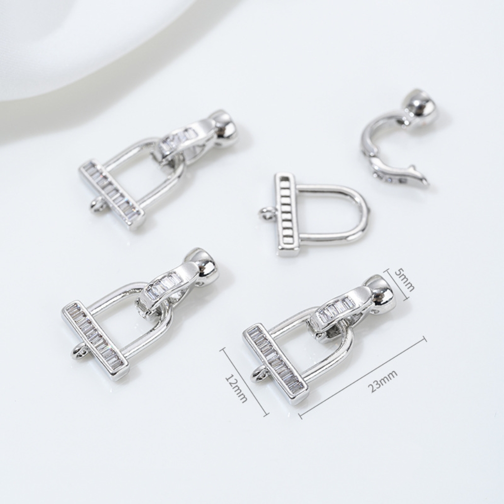 Gold Plated Cubic Zirconia Inlaid U-Shaped  Buckle Horseshoe Buckle for Necklace Bracelet