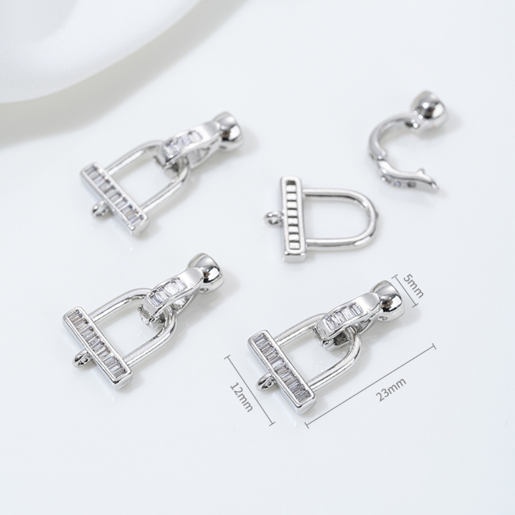 Gold Plated Cubic Zirconia Inlaid U-Shaped  Buckle Horseshoe Buckle for Necklace Bracelet