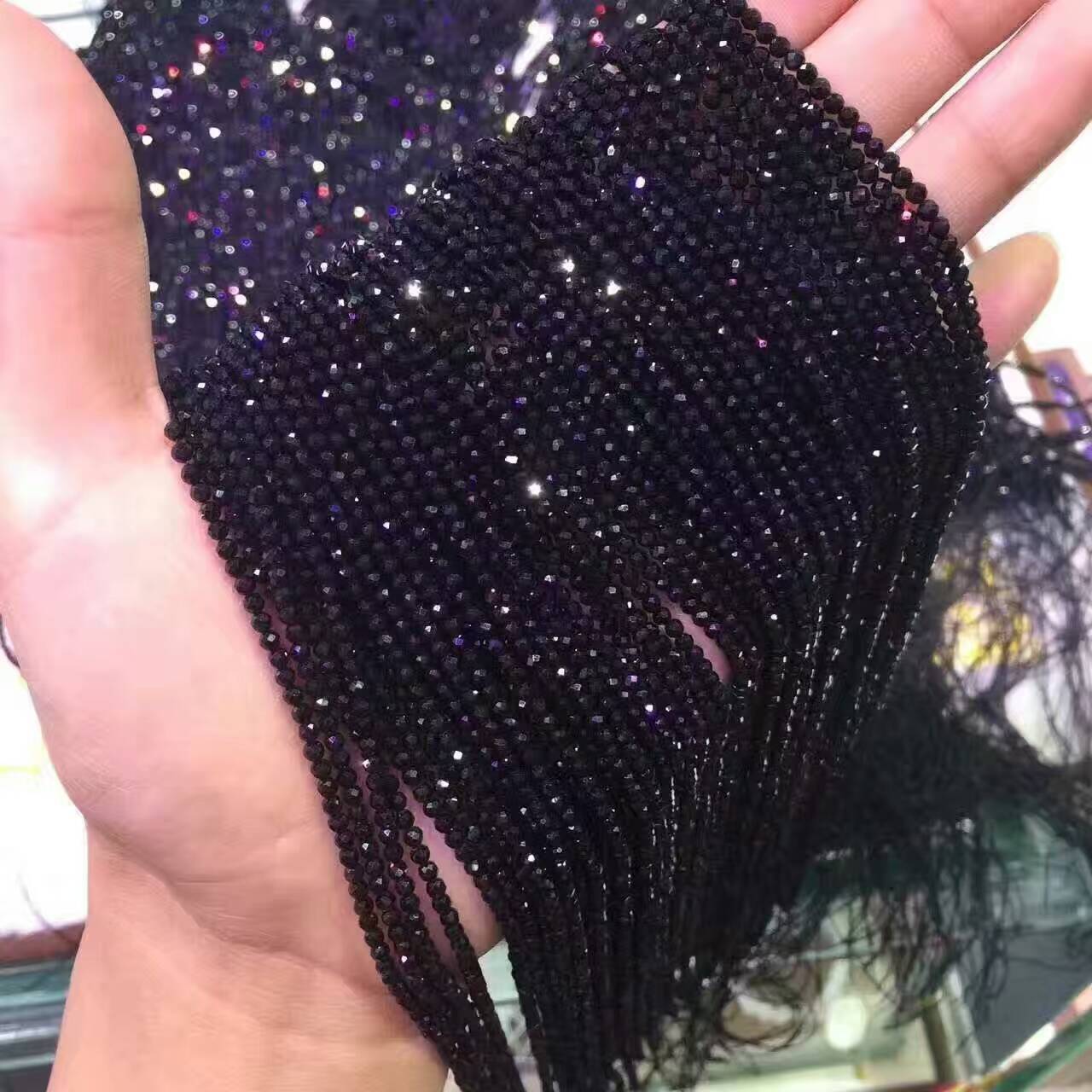 Natural Black Spinel Beads Strand 2mm 3mm