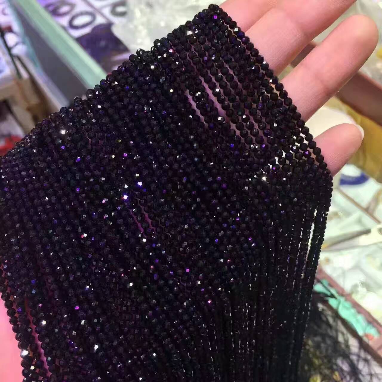 Natural Black Spinel Beads Strand 2mm 3mm