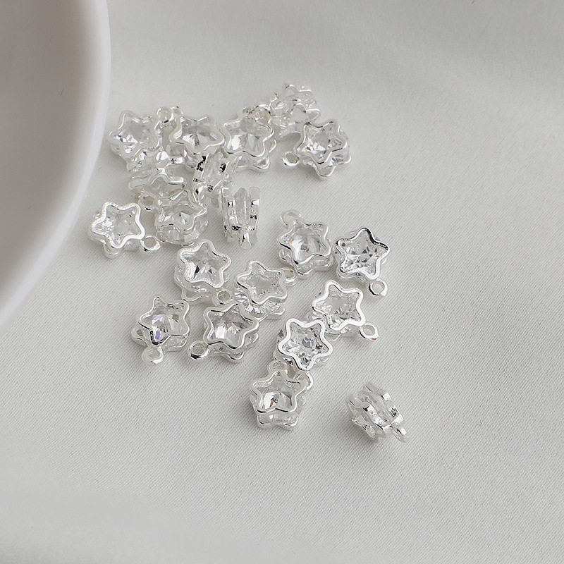 Cubic Zirconia Inlaid Star Charm Jewelry Pendant for Necklace Bracelet Earrings DIY