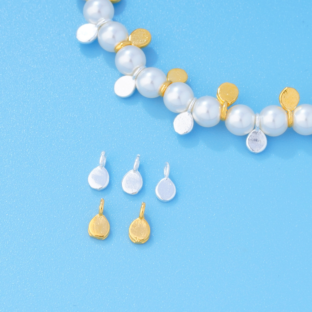 925 sterling silver Tiny teardrop plate pendant jewelry charms 10pcs