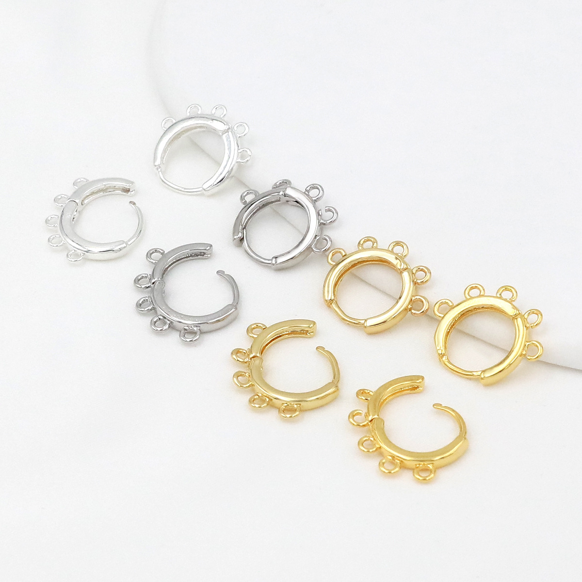 Multiple Shape Earrings Clasp with Five Hanging Rings Accessory for Earrings DIY