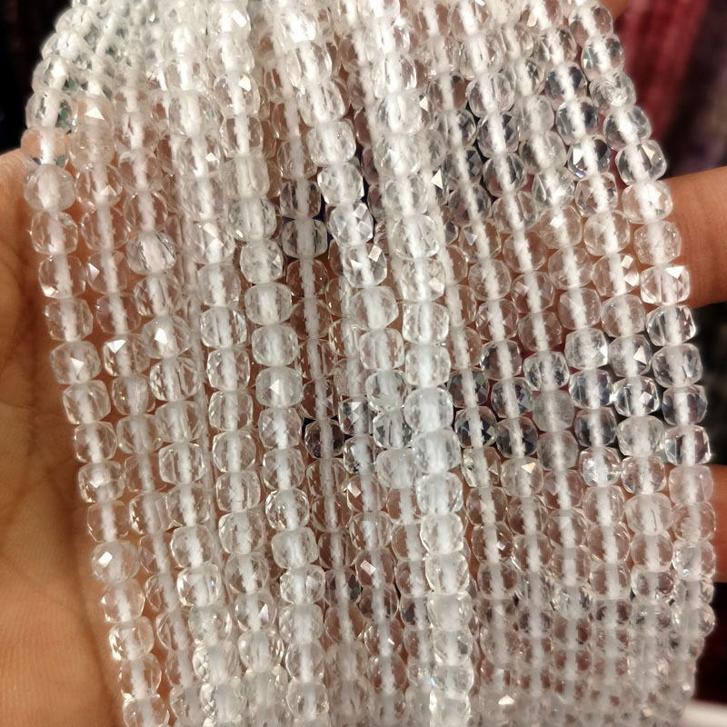 Natural Gemstone 4*4mm Square Faced Beads Strand