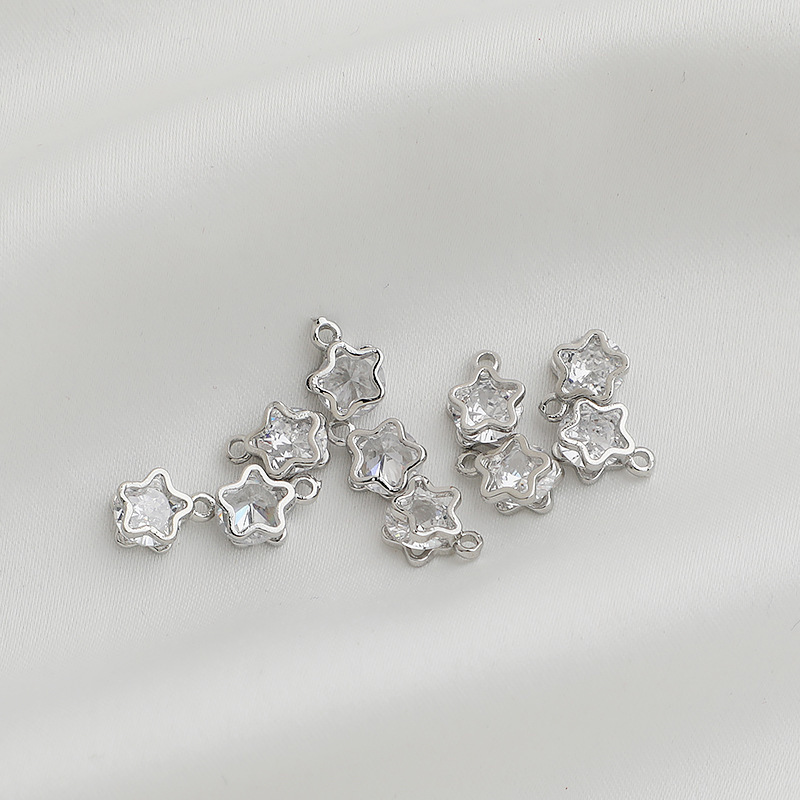 Cubic Zirconia Inlaid Star Charm Jewelry Pendant for Necklace Bracelet Earrings DIY
