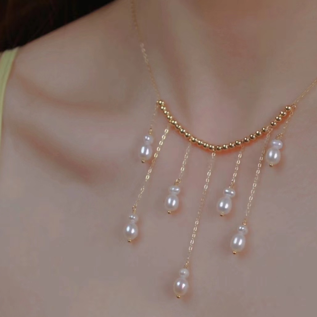 Pearl Drop Fringe Necklace