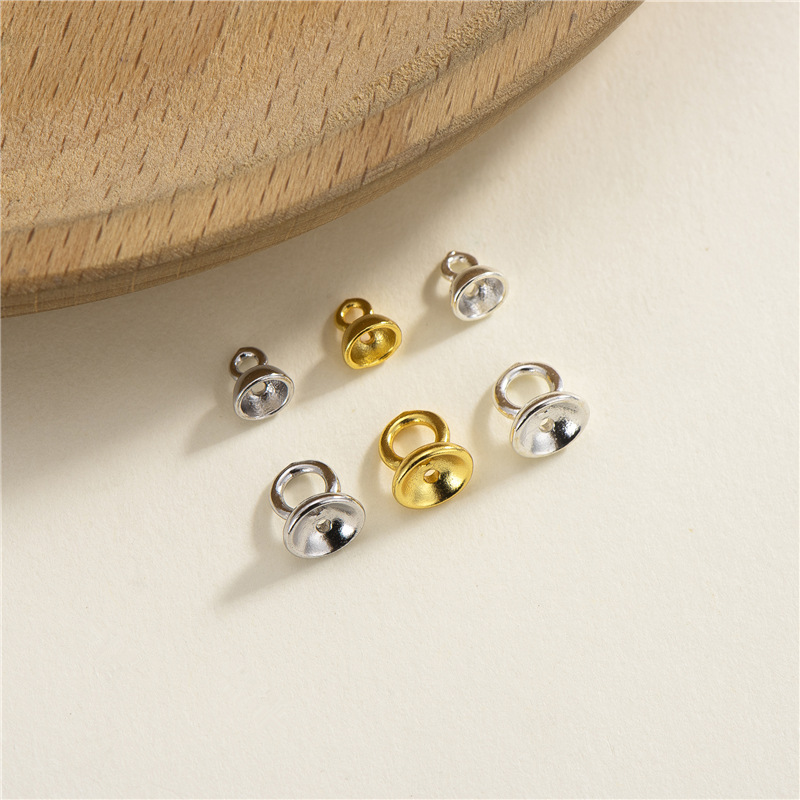 925 Sterling Silver Bead Caps with Hanging Ring for Bracelet Necklace Making