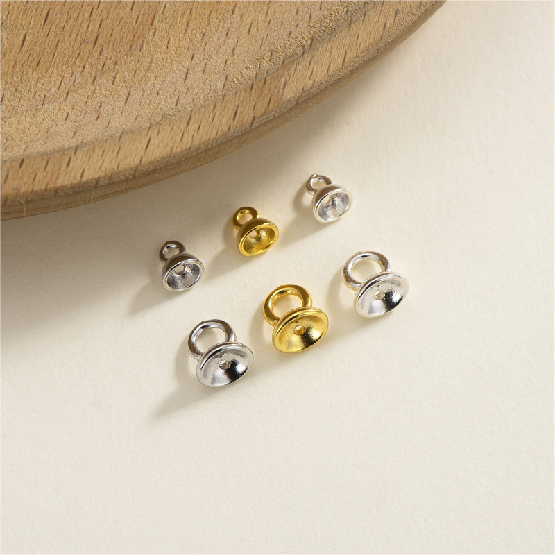 925 Sterling Silver Bead Caps with Hanging Ring for Bracelet Necklace Making