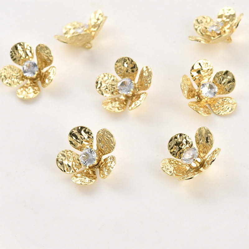 14k Gold Plated Flower Charm Jewelry Pendant Rose Charm