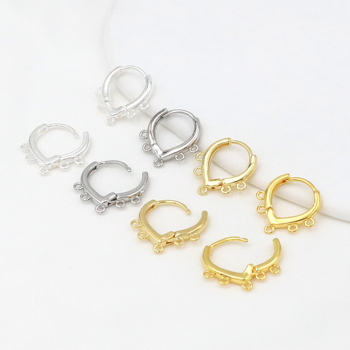 Multiple Shape Earrings Clasp with Five Hanging Rings Accessory for Earrings DIY