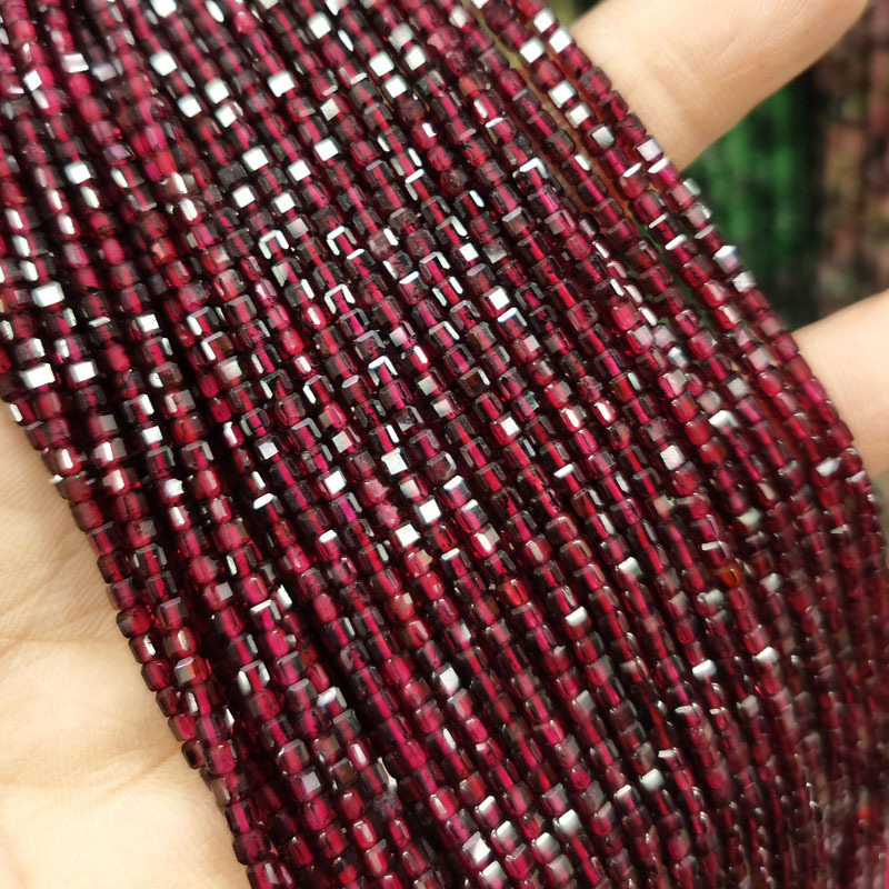 Natural Gemstone 2.5*2.5mm Square Faced Beads Strand