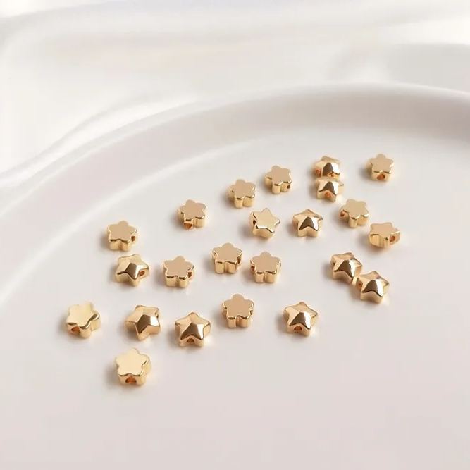 Hight Quality 14k Gold Star Beads Flower Beads