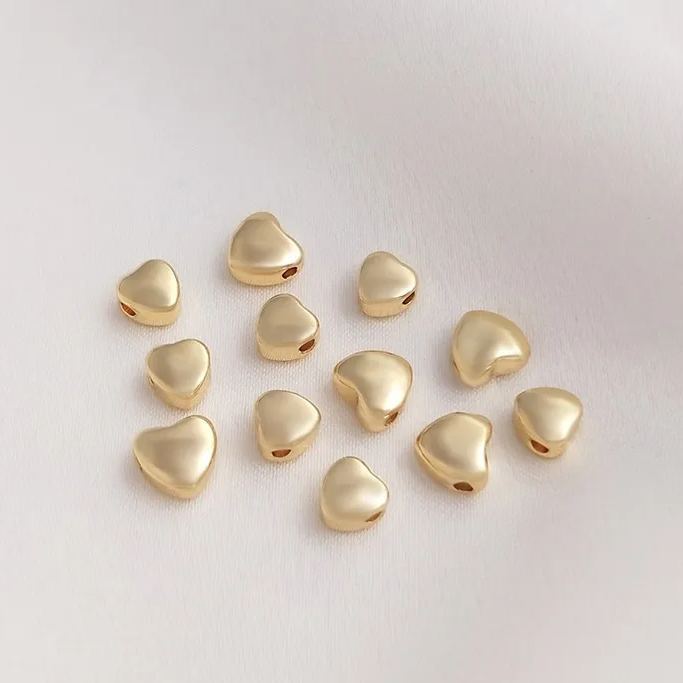 14k Gold Plated Copper Curved Heart Beads